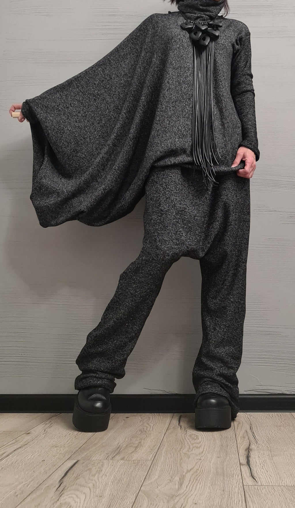 New collection Extravagant Cotton Set, Harem pant, Asymmetrical Set, Outwear Women Set, Harem Pants, Blouse Asymmetric Sleeves