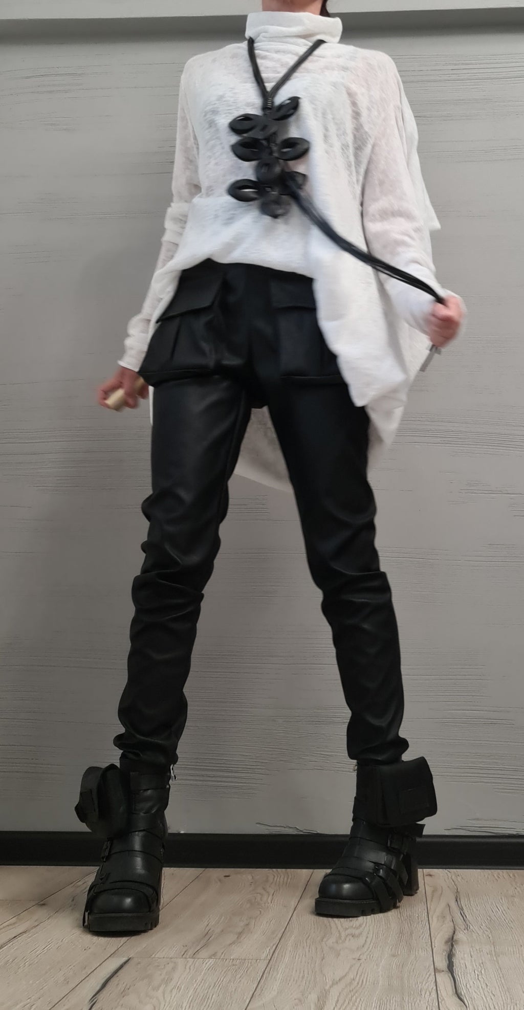 Leather Art Necklace, Extravagant Long Necklace, Avant Garde Gothic Necklace, HandMade, Extravagant Juwelry, new collection