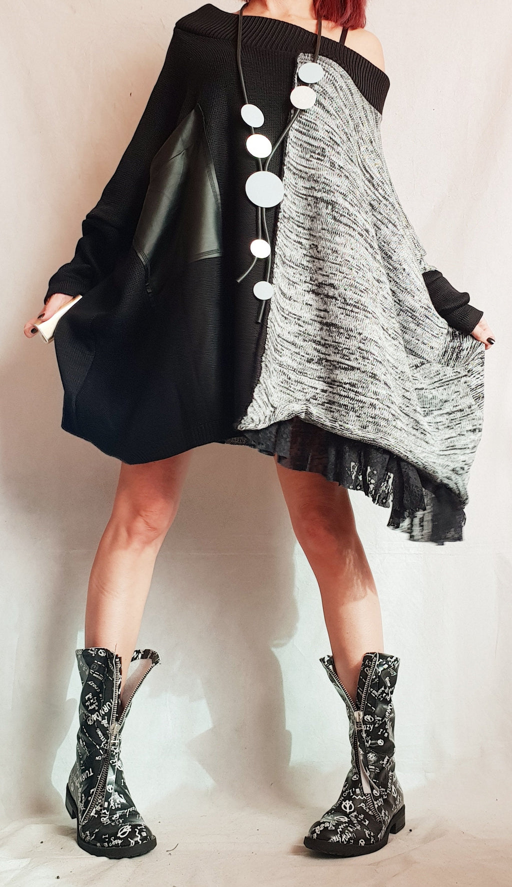 Asymmetrical tunic, Avant Garde Tunic, Knitted Tunic, Deconstructed Top, Gothic tunic, Loose Long Sleeve Top,New collection