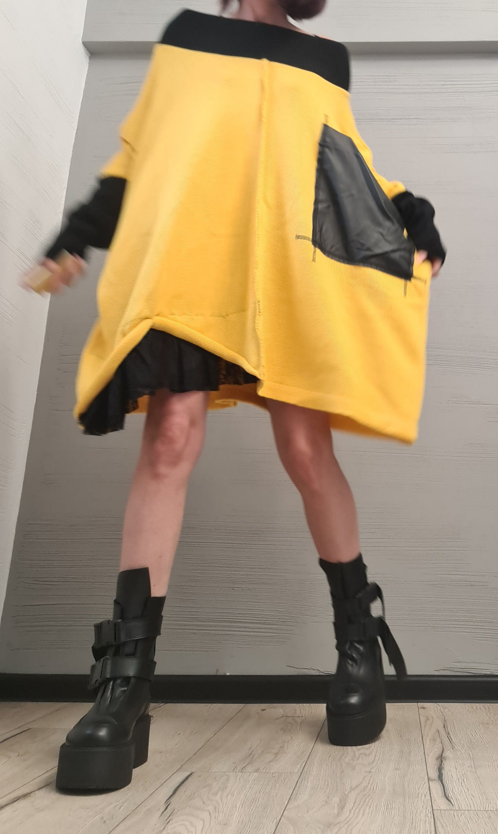 Asymmetrical Yellow Tunic, Avant Garde Tunic, Knitted Tunic, Deconstructed Top, Gothic tunic, Loose Long Sleeve Top,New collection