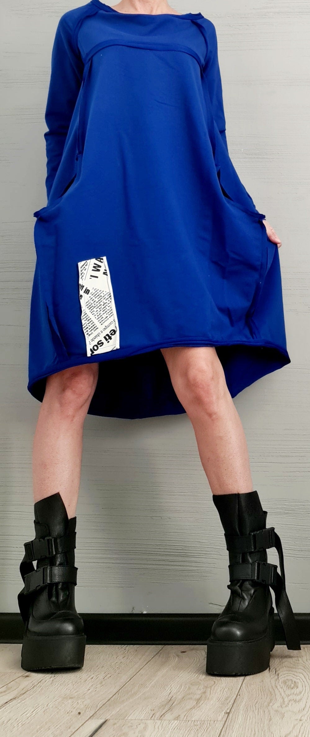 New collection Brick Orange, One Shoulder Dress, Tunic Dress, Plus Size Clothing, Blouson Dress, Asymmetric Dress, Long Sleeve Dress