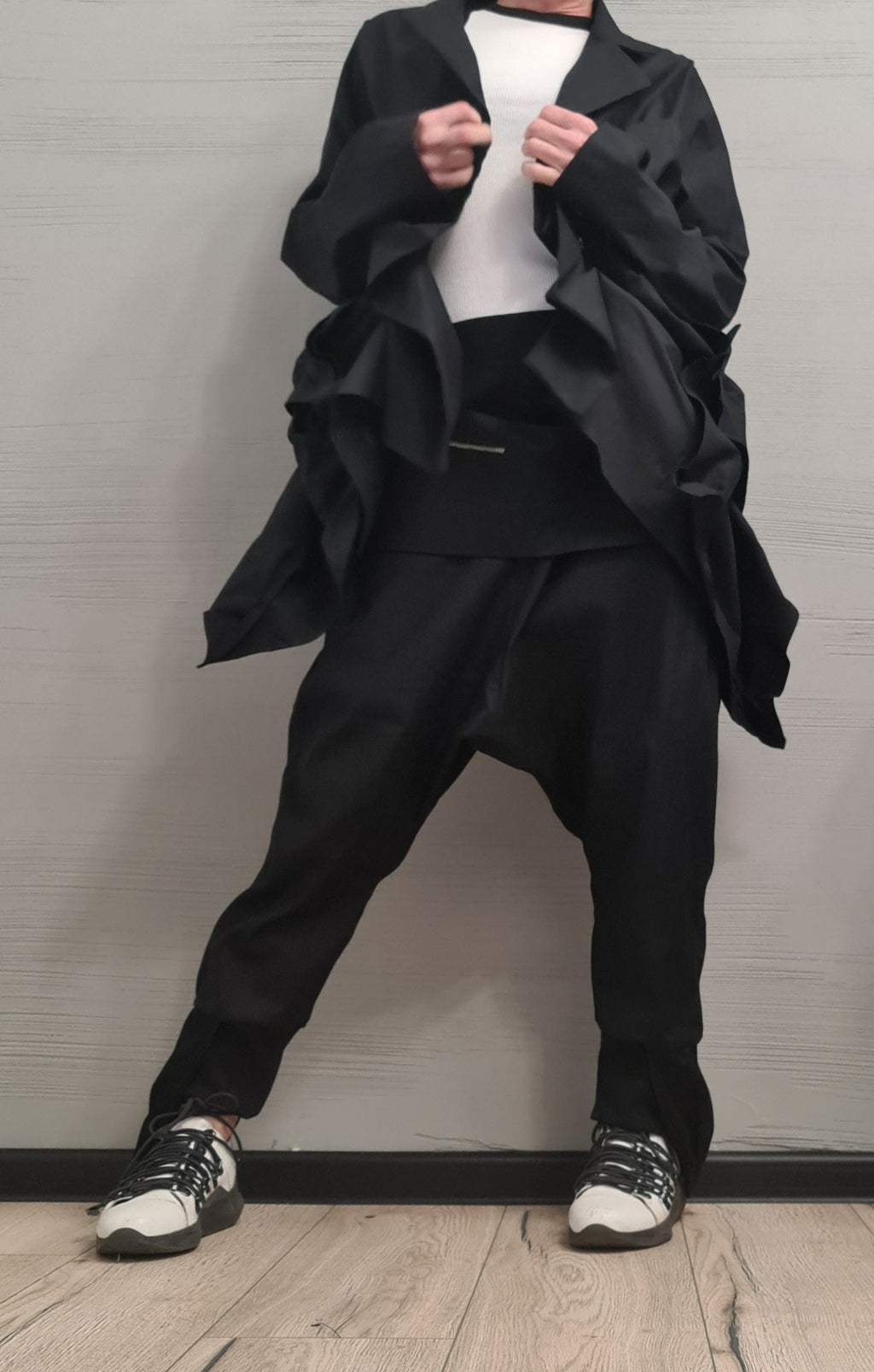 New collection Extravagant Set Jacket and Pants, Linen Women Set, Sexy Open Back Jacket, Harem Pants, Asymmetric Women set, Avant Garde