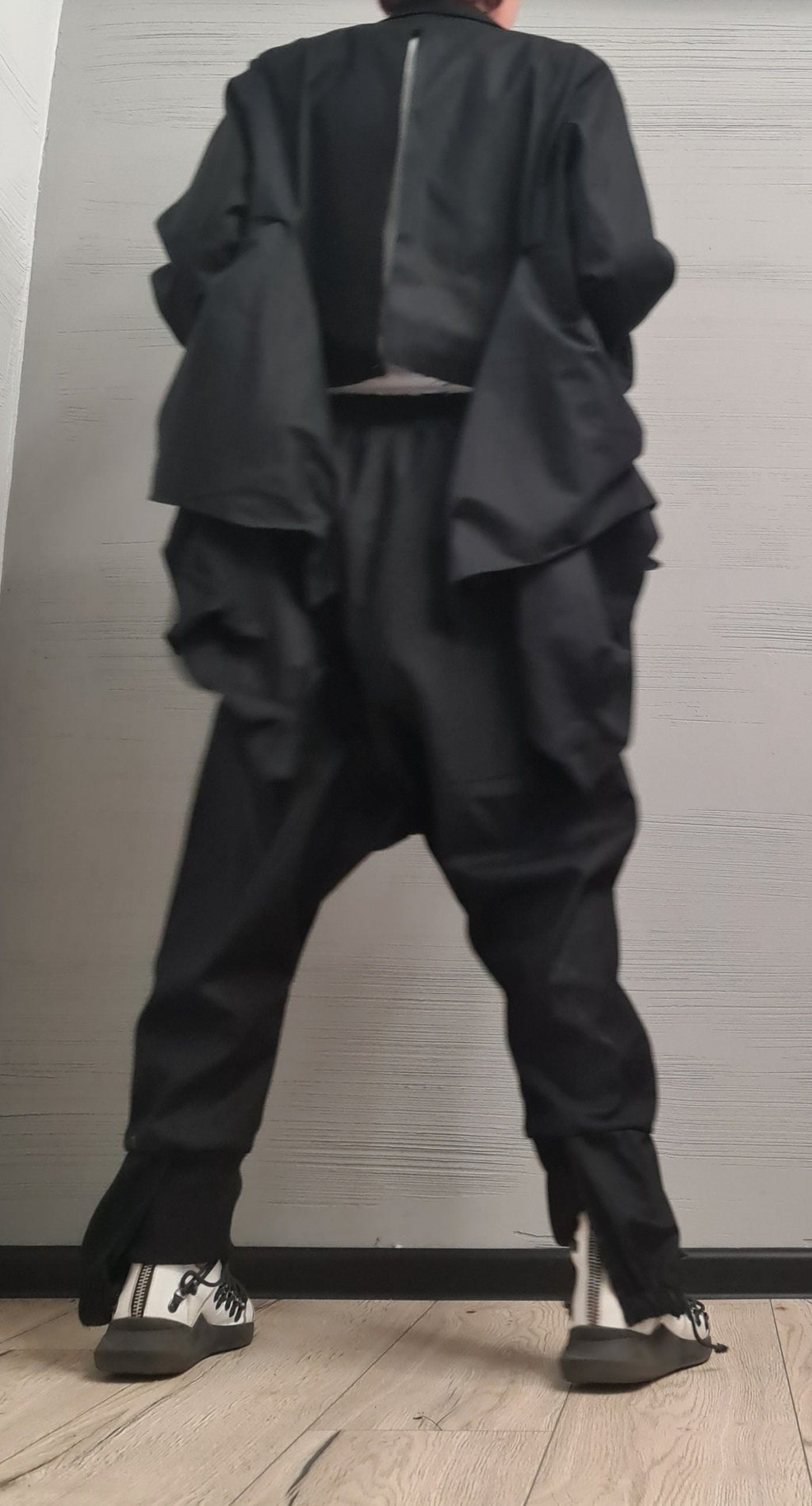 New collection Extravagant Set Jacket and Pants, Linen Women Set, Sexy Open Back Jacket, Harem Pants, Asymmetric Women set, Avant Garde