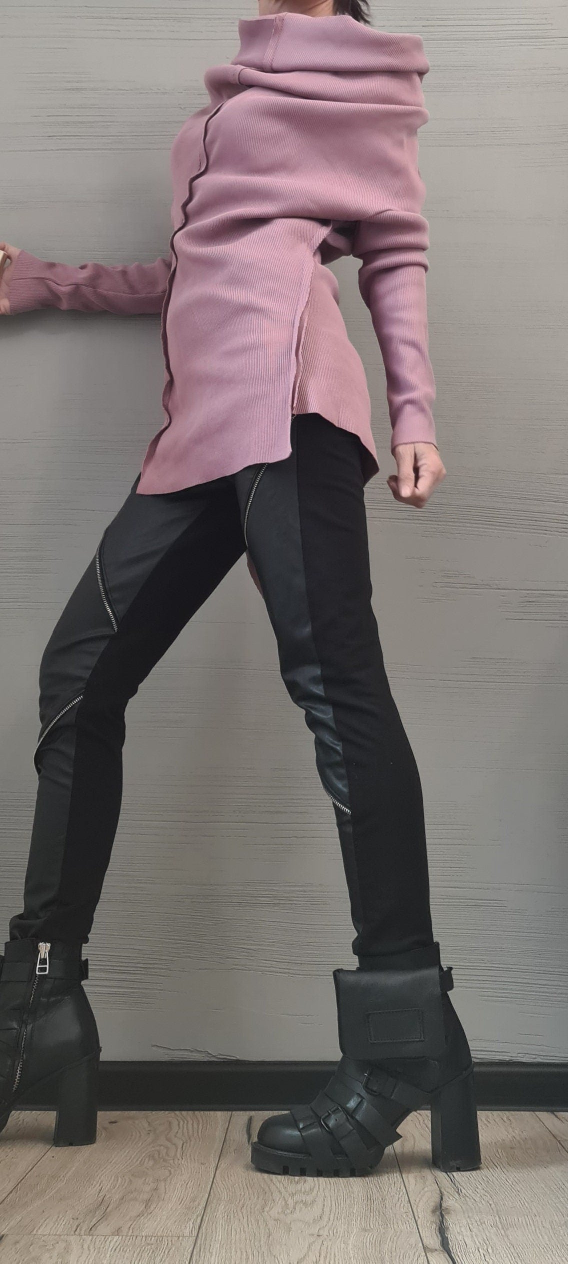 NEW Collection Asymmetric Sexy Fitted Top Blouse, Extravagant Top, Avant Garde Blouse, Sexy Top, Outside Seam