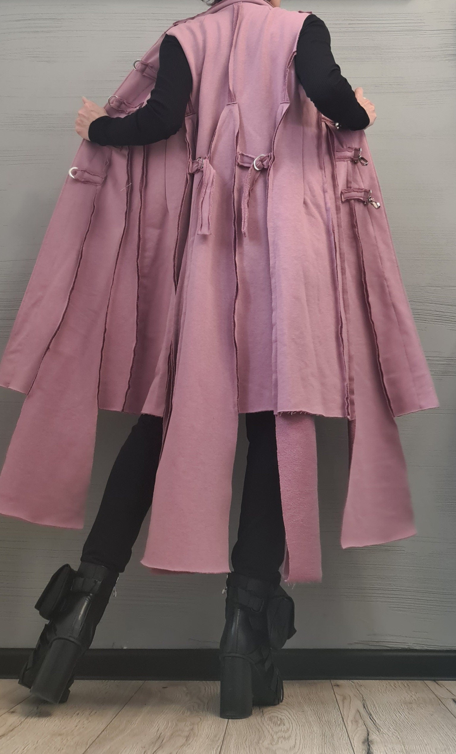 New collection Pink Vest, Asymmetric Vest, Sleeveless Vest, Long Vest, Extravagant Vest, Maxi Vest