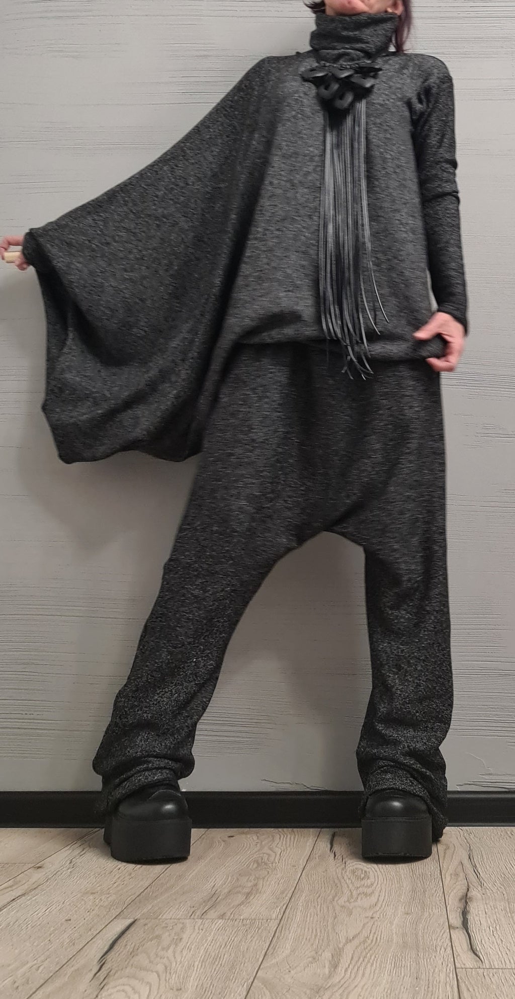 New collection Extravagant Cotton Set, Harem pant, Asymmetrical Set, Outwear Women Set, Harem Pants, Blouse Asymmetric Sleeves