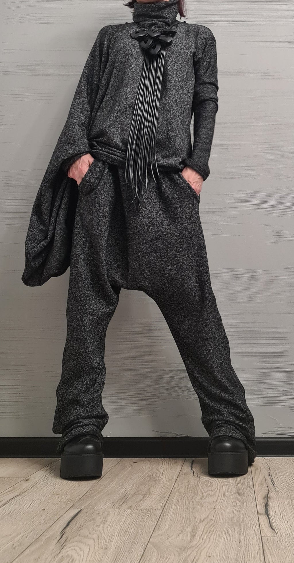 New collection Extravagant Cotton Set, Harem pant, Asymmetrical Set, Outwear Women Set, Harem Pants, Blouse Asymmetric Sleeves