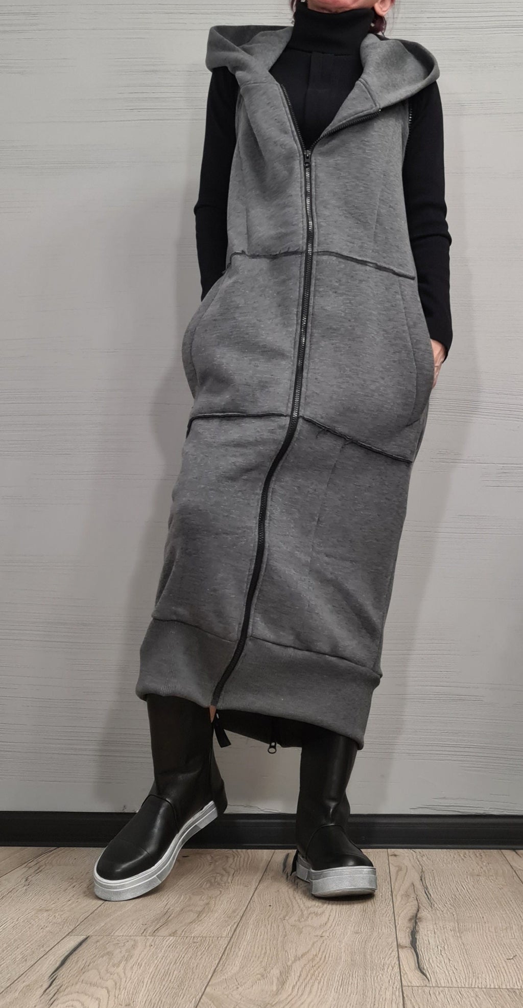 New collection Warm Hooded Cotton Sweatshirt,  Extravagant  Sweatshirt Dress, Plus Size Clothing, Oversize Vest, Women Loose Sweatshirt