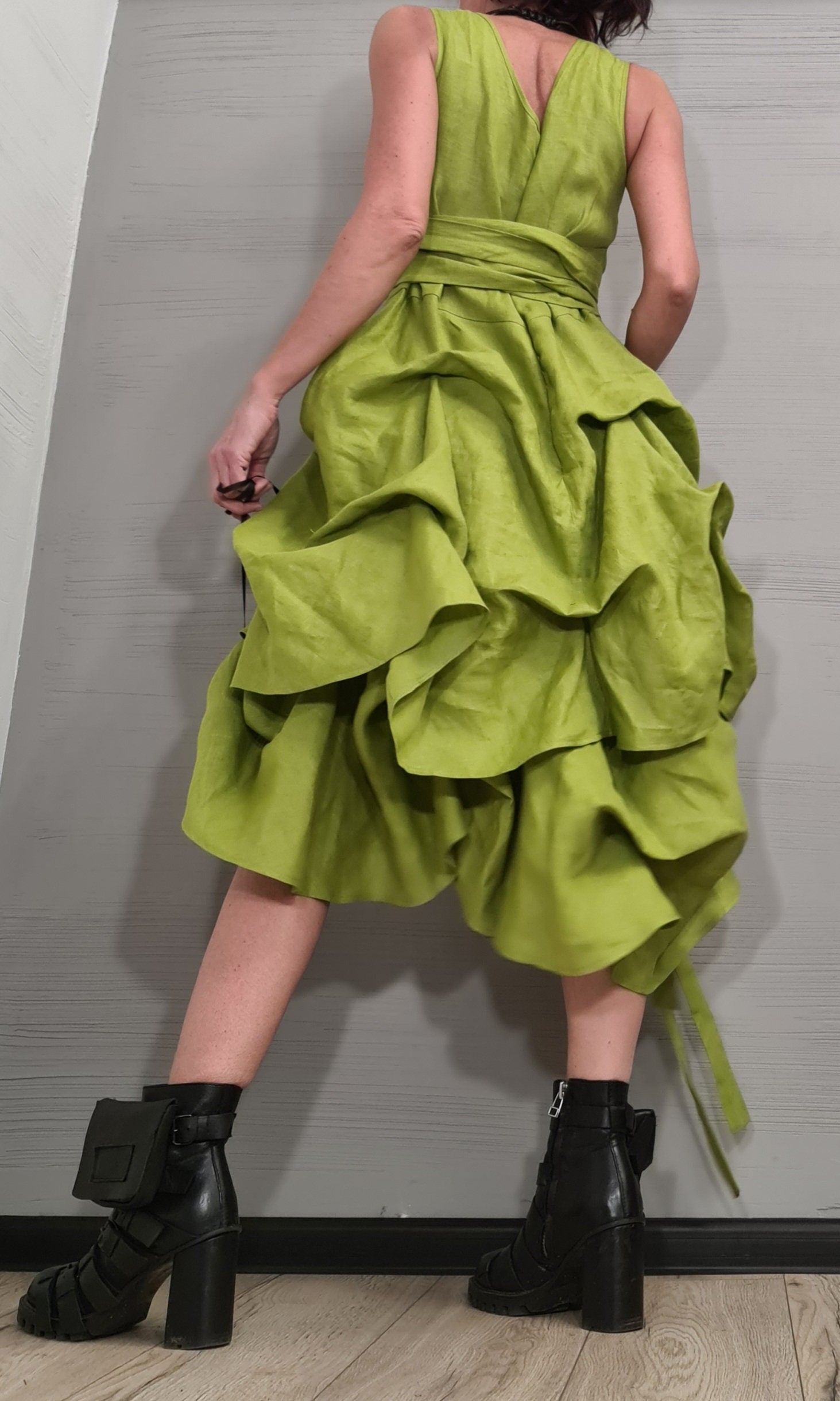 New collection Linen Extravagant Dress, Asymmetric Linen Dress, Gothic Dress, Sleeveless Dress, Sexy Dress, Wedding dress, Party dress