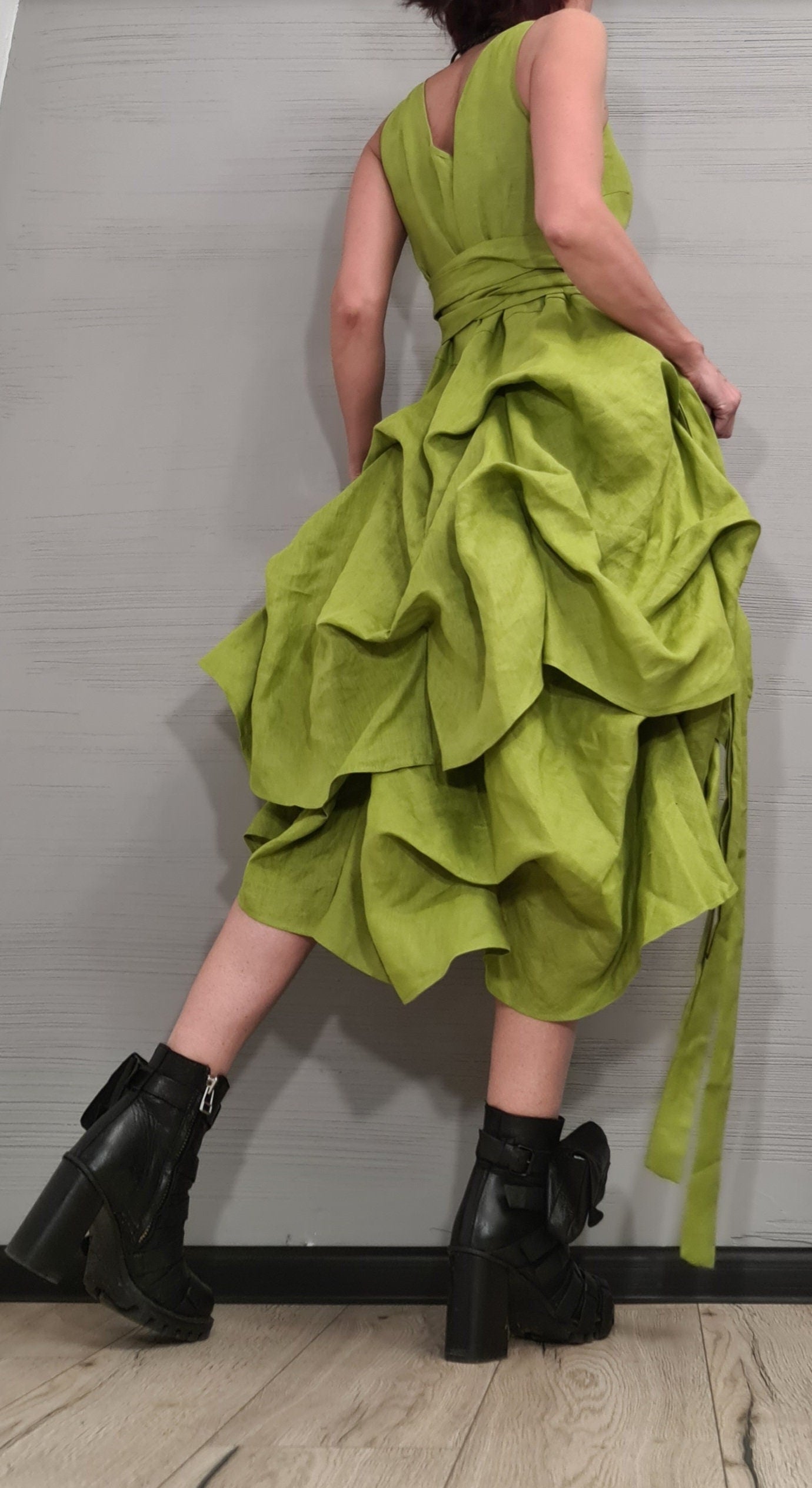 New collection Linen Extravagant Dress, Asymmetric Linen Dress, Gothic Dress, Sleeveless Dress, Sexy Dress, Wedding dress, Party dress