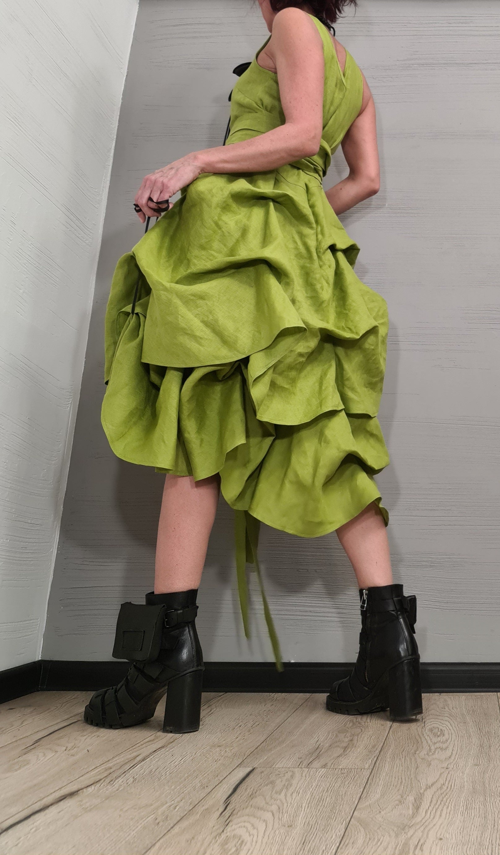 New collection Linen Extravagant Dress, Asymmetric Linen Dress, Gothic Dress, Sleeveless Dress, Sexy Dress, Wedding dress, Party dress