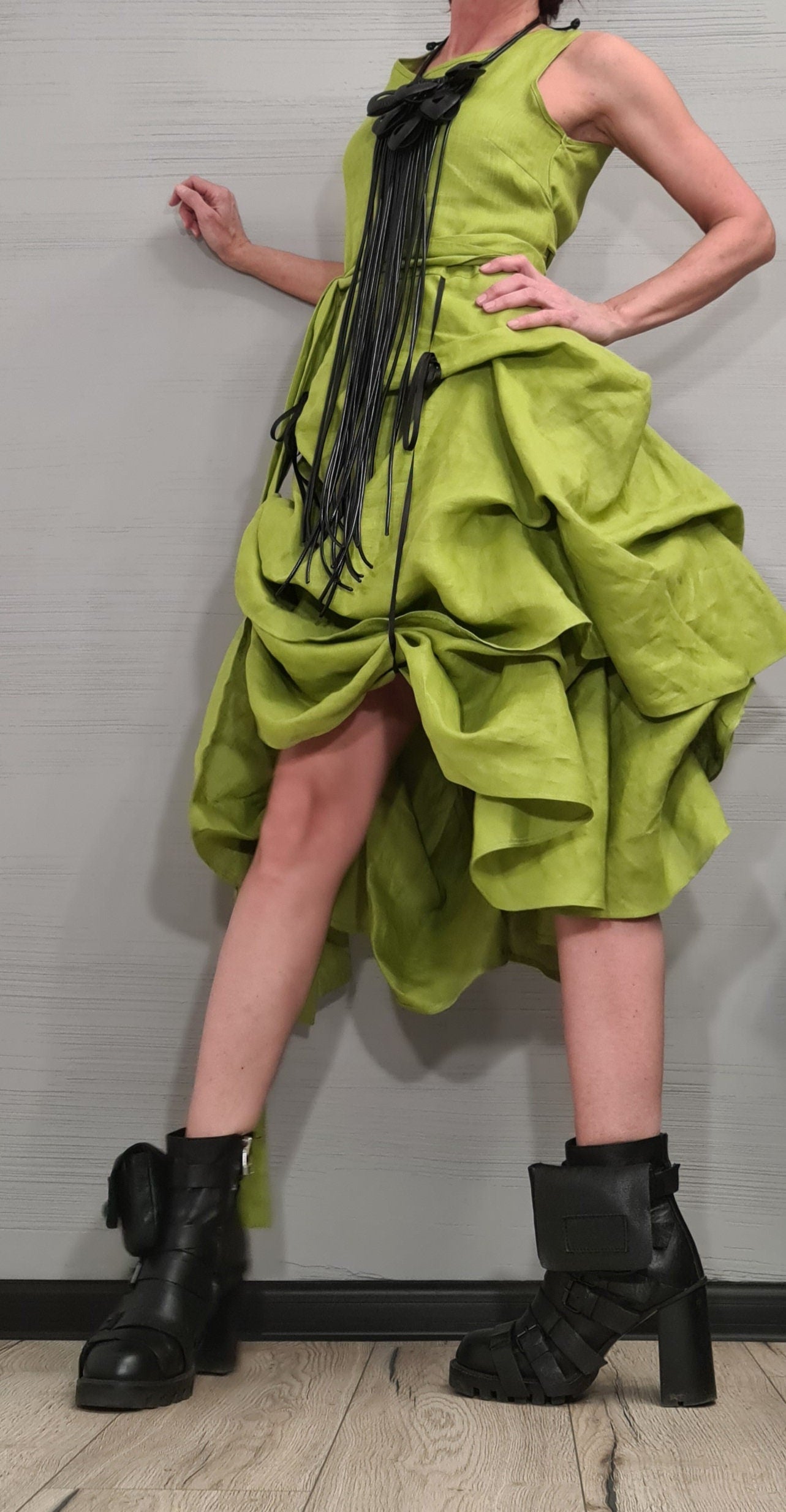 New collection Linen Extravagant Dress, Asymmetric Linen Dress, Gothic Dress, Sleeveless Dress, Sexy Dress, Wedding dress, Party dress