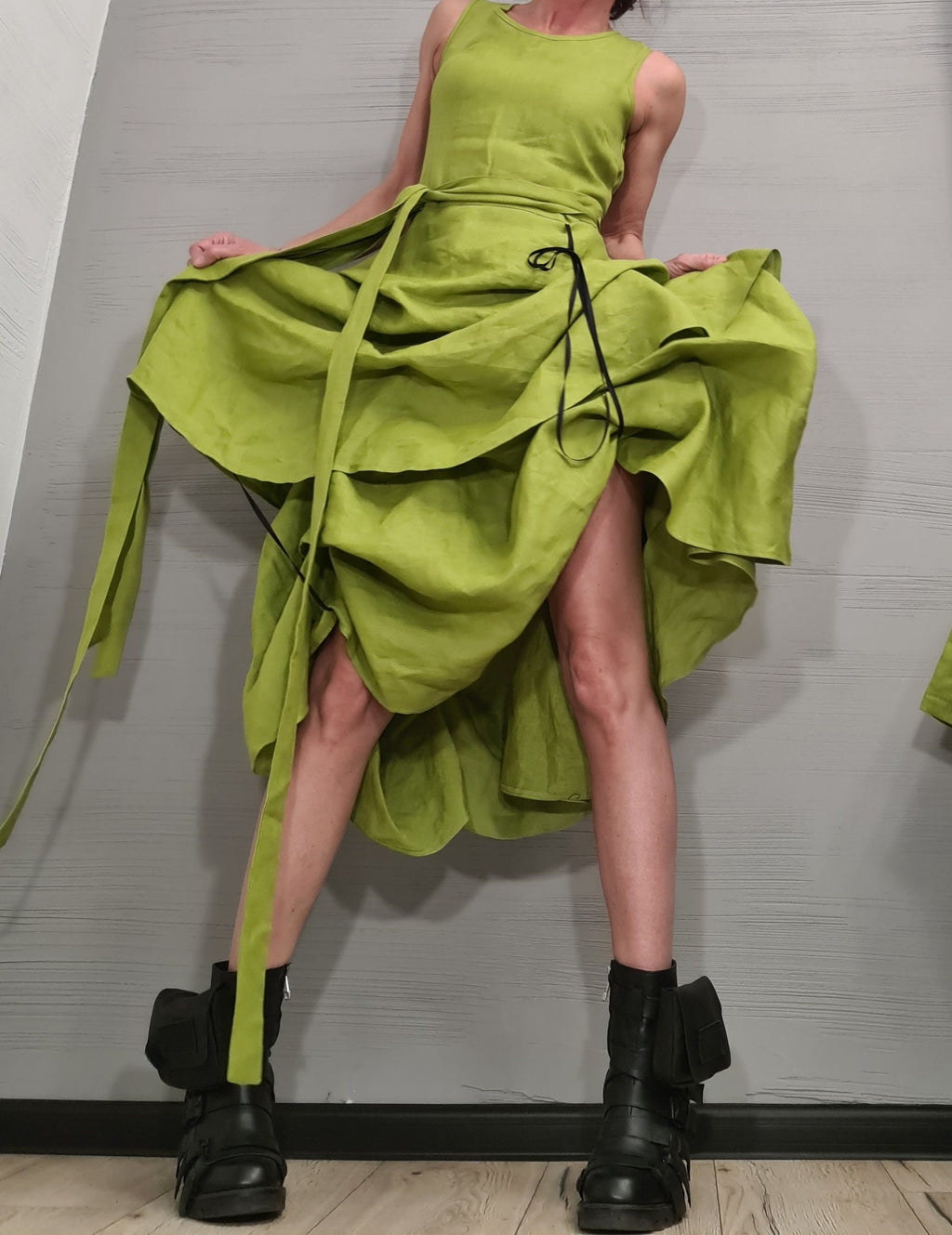 New collection Linen Extravagant Dress, Asymmetric Linen Dress, Gothic Dress, Sleeveless Dress, Sexy Dress, Wedding dress, Party dress