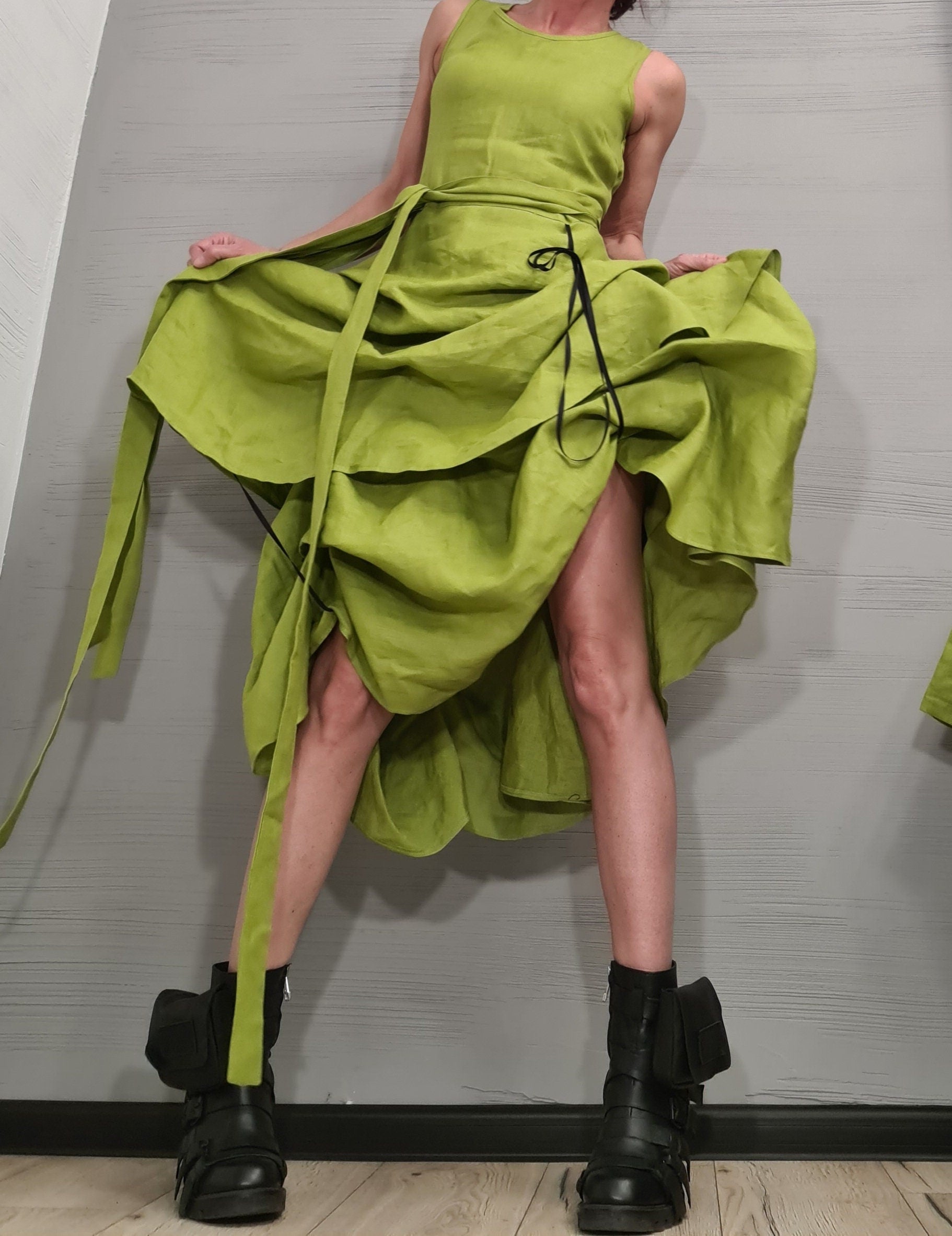 New collection Linen Extravagant Dress, Asymmetric Linen Dress, Gothic Dress, Sleeveless Dress, Sexy Dress, Wedding dress, Party dress