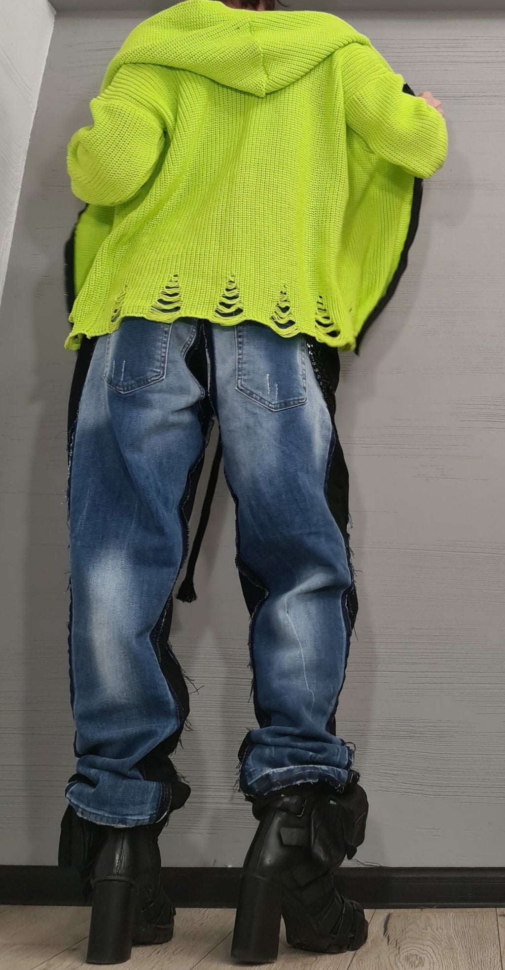 New collection Extravagant Hooded Vest, Lime Women Cardigan, Gothic Cardigan, Plus Size Clothing, Knitted vest