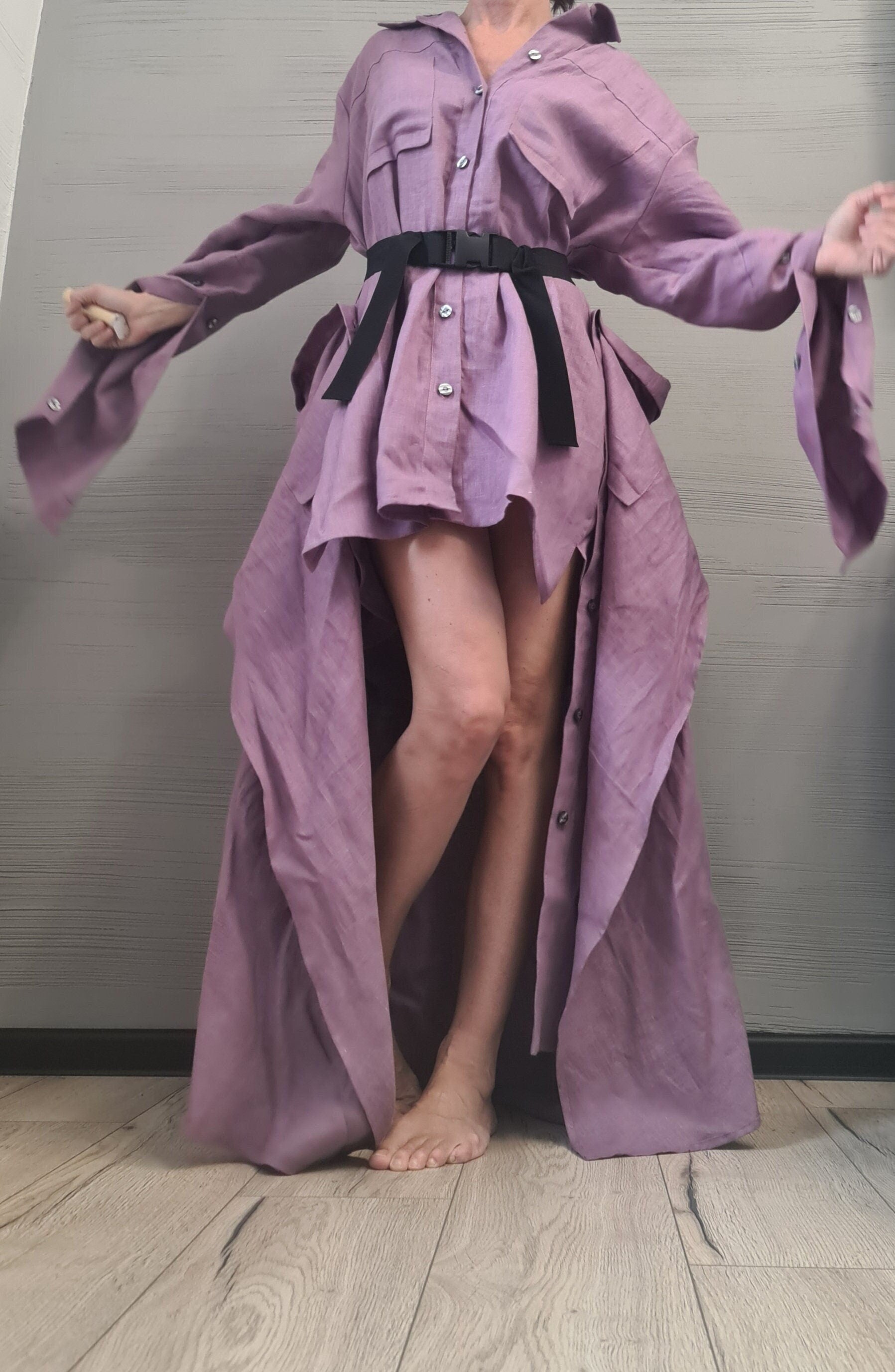 Deconstructed Shirt, Asymmetric Linen Shirt, Long Short Shirt Dress, Avant Garde Tunic, Loose Tunic Shirt,Extravagant Shirt, Tunic Shirt