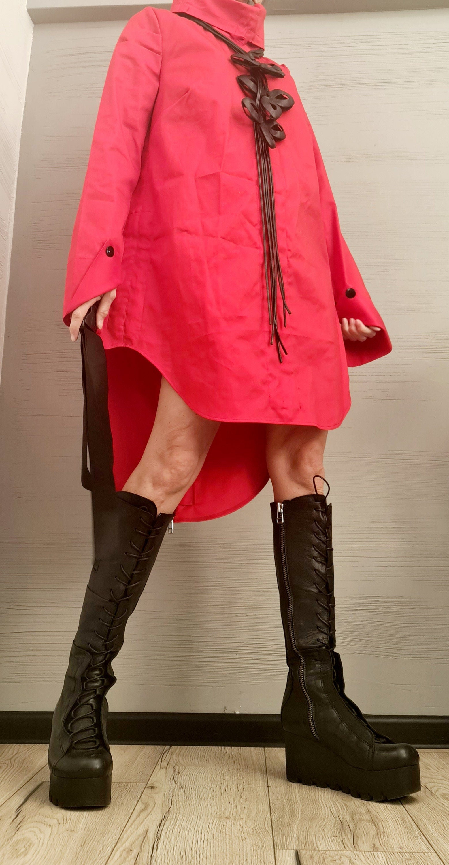 Extravagant Shirt, Loose Shirt Tunic, Gothic tunic, Red Tunic, Asymmetric Tunic, Oversize Tunic, Casual Long Sleeve Top