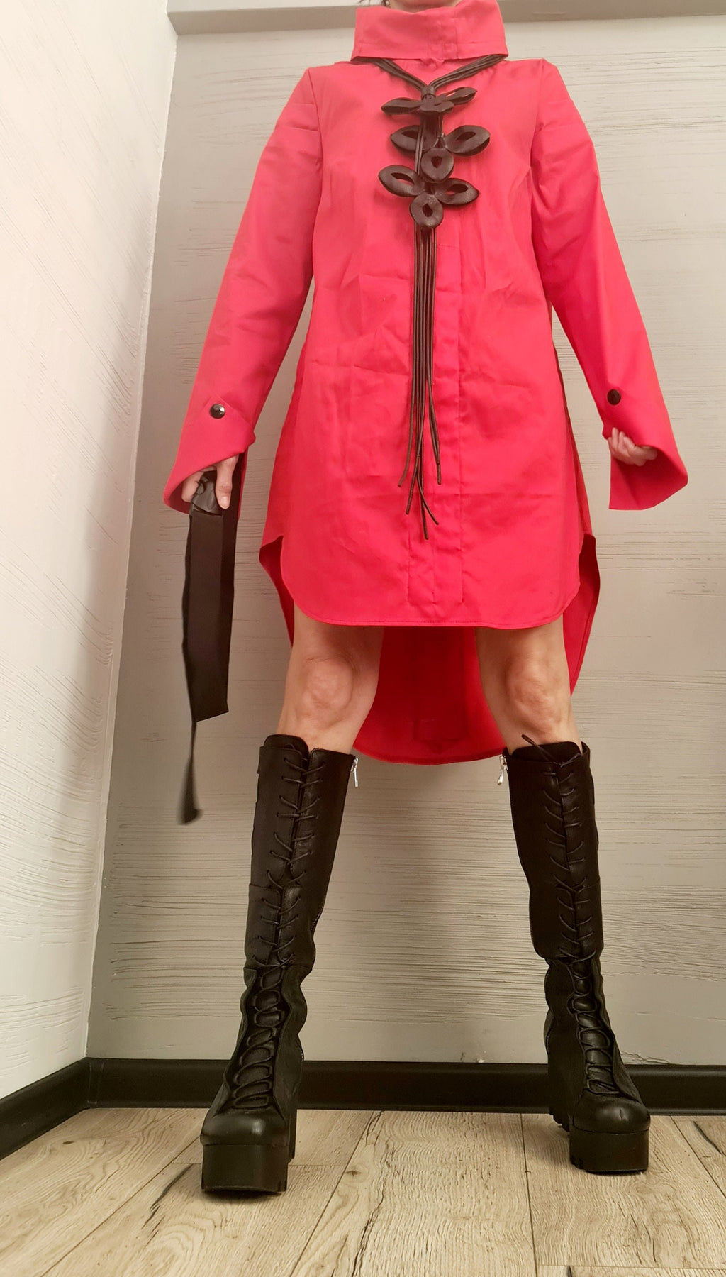 Extravagant Shirt, Loose Shirt Tunic, Gothic tunic, Red Tunic, Asymmetric Tunic, Oversize Tunic, Casual Long Sleeve Top