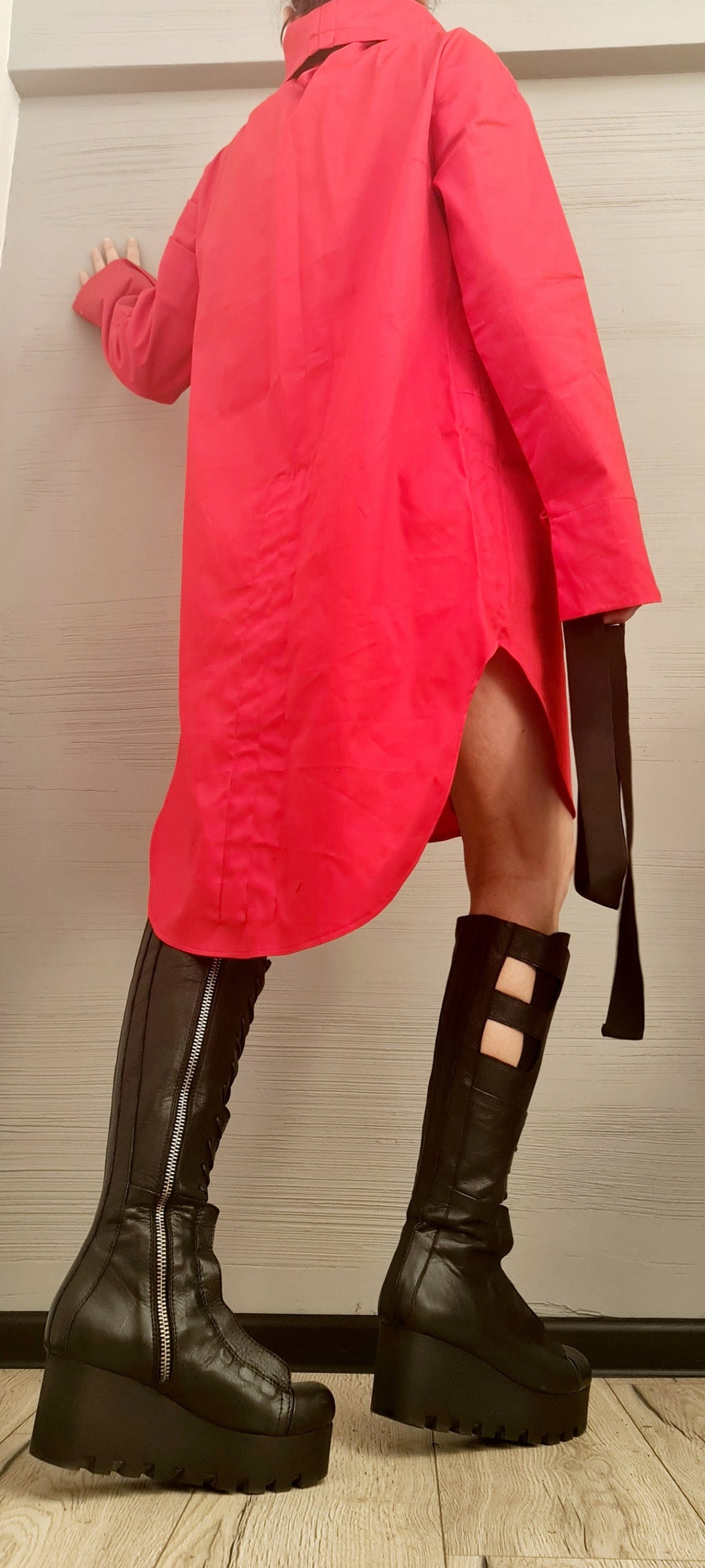 Extravagant Shirt, Loose Shirt Tunic, Gothic tunic, Red Tunic, Asymmetric Tunic, Oversize Tunic, Casual Long Sleeve Top