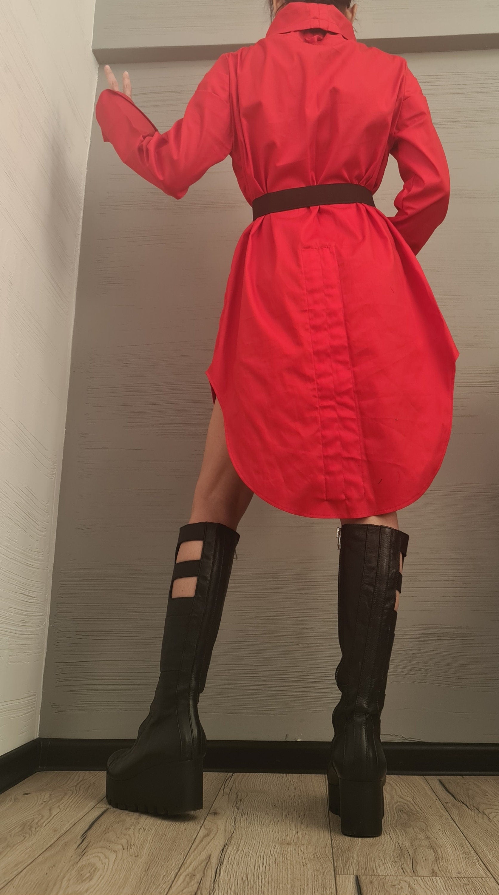 Extravagant Shirt, Loose Shirt Tunic, Gothic tunic, Red Tunic, Asymmetric Tunic, Oversize Tunic, Casual Long Sleeve Top