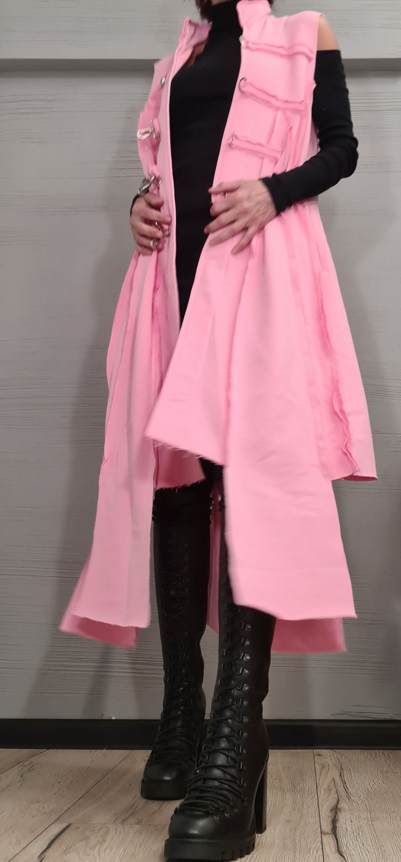 New collection Pink Vest, Asymmetric Vest, Sleeveless Vest, Long Vest, Extravagant Vest, Maxi Vest