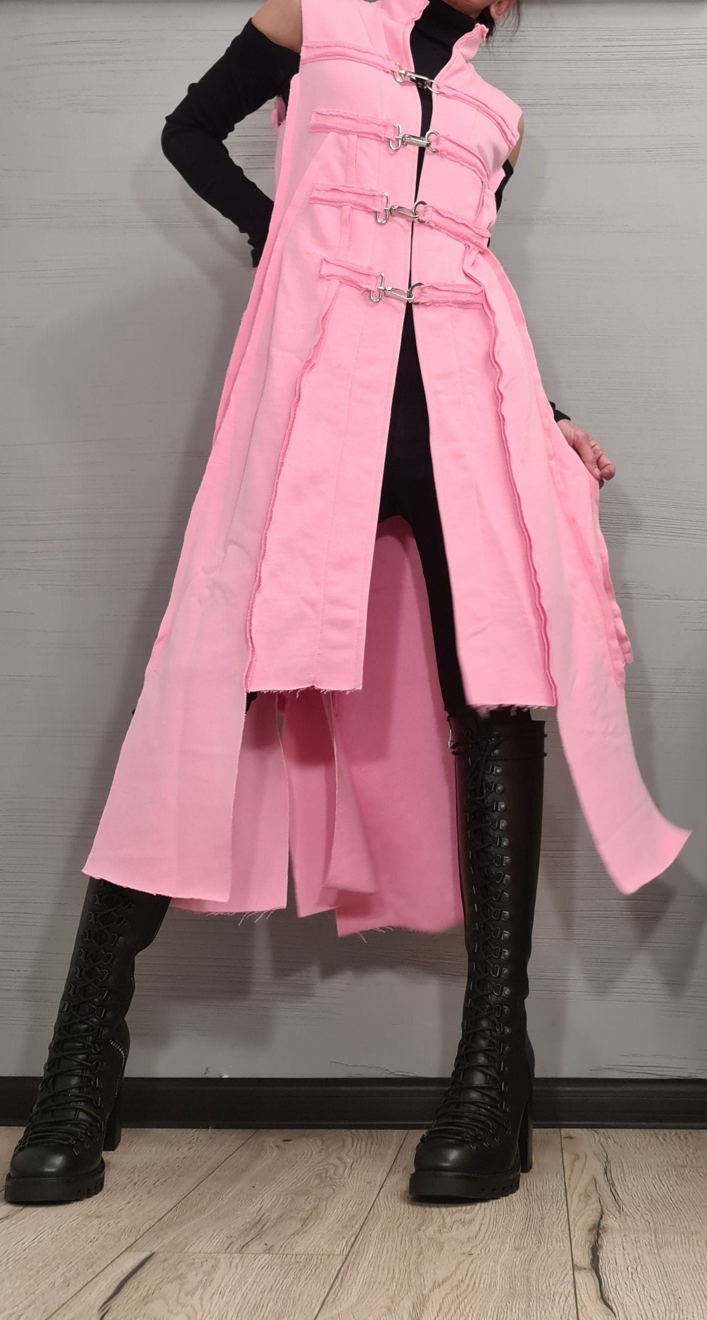 New collection Pink Vest, Asymmetric Vest, Sleeveless Vest, Long Vest, Extravagant Vest, Maxi Vest