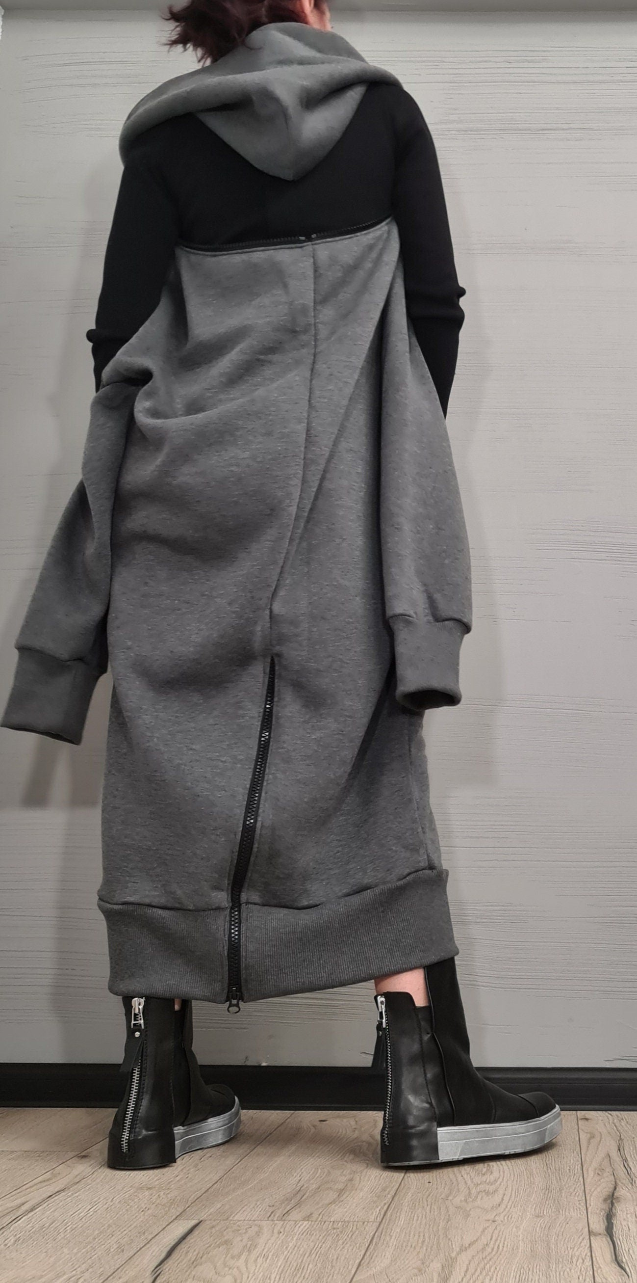 New collection Warm Hooded Cotton Sweatshirt,  Extravagant  Sweatshirt Dress, Plus Size Clothing, Oversize Vest, Women Loose Sweatshirt