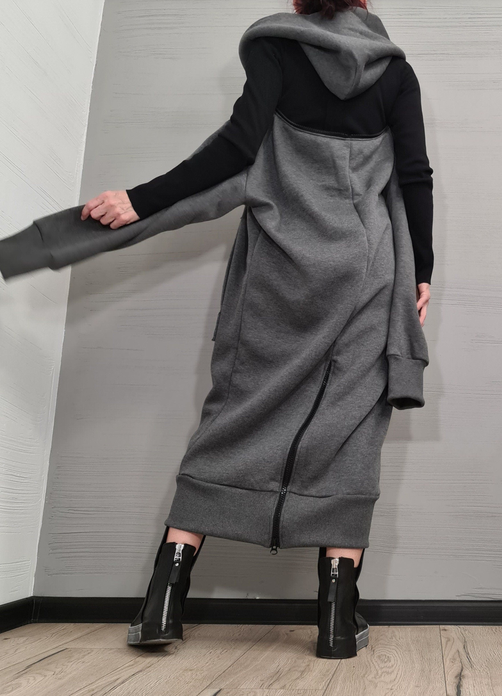 New collection Warm Hooded Cotton Sweatshirt,  Extravagant  Sweatshirt Dress, Plus Size Clothing, Oversize Vest, Women Loose Sweatshirt