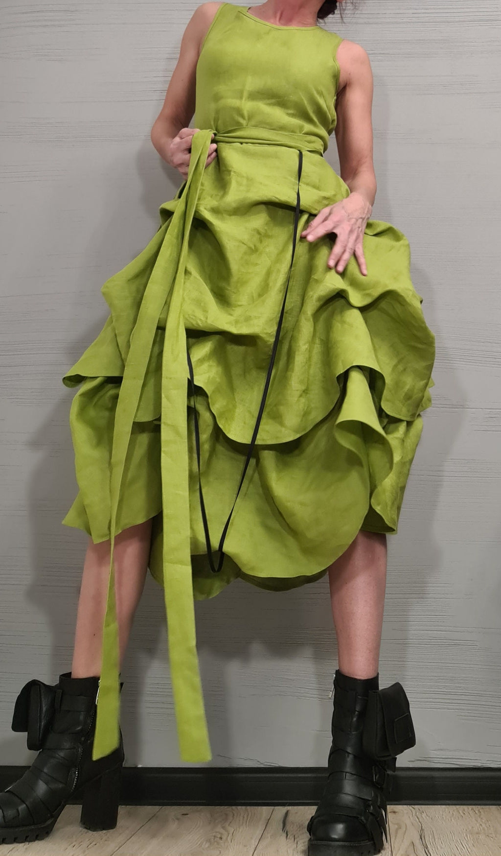 New collection Linen Extravagant Dress, Asymmetric Linen Dress, Gothic Dress, Sleeveless Dress, Sexy Dress, Wedding dress, Party dress