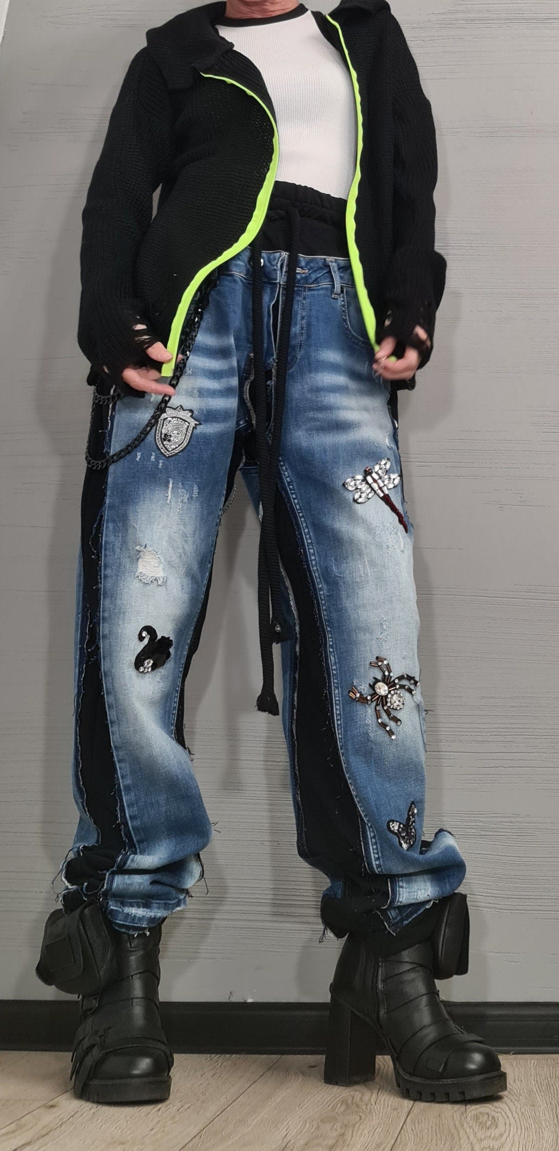 New collection Extravagant Hooded Vest, Lime Women Cardigan, Gothic Cardigan, Plus Size Clothing, Knitted vest