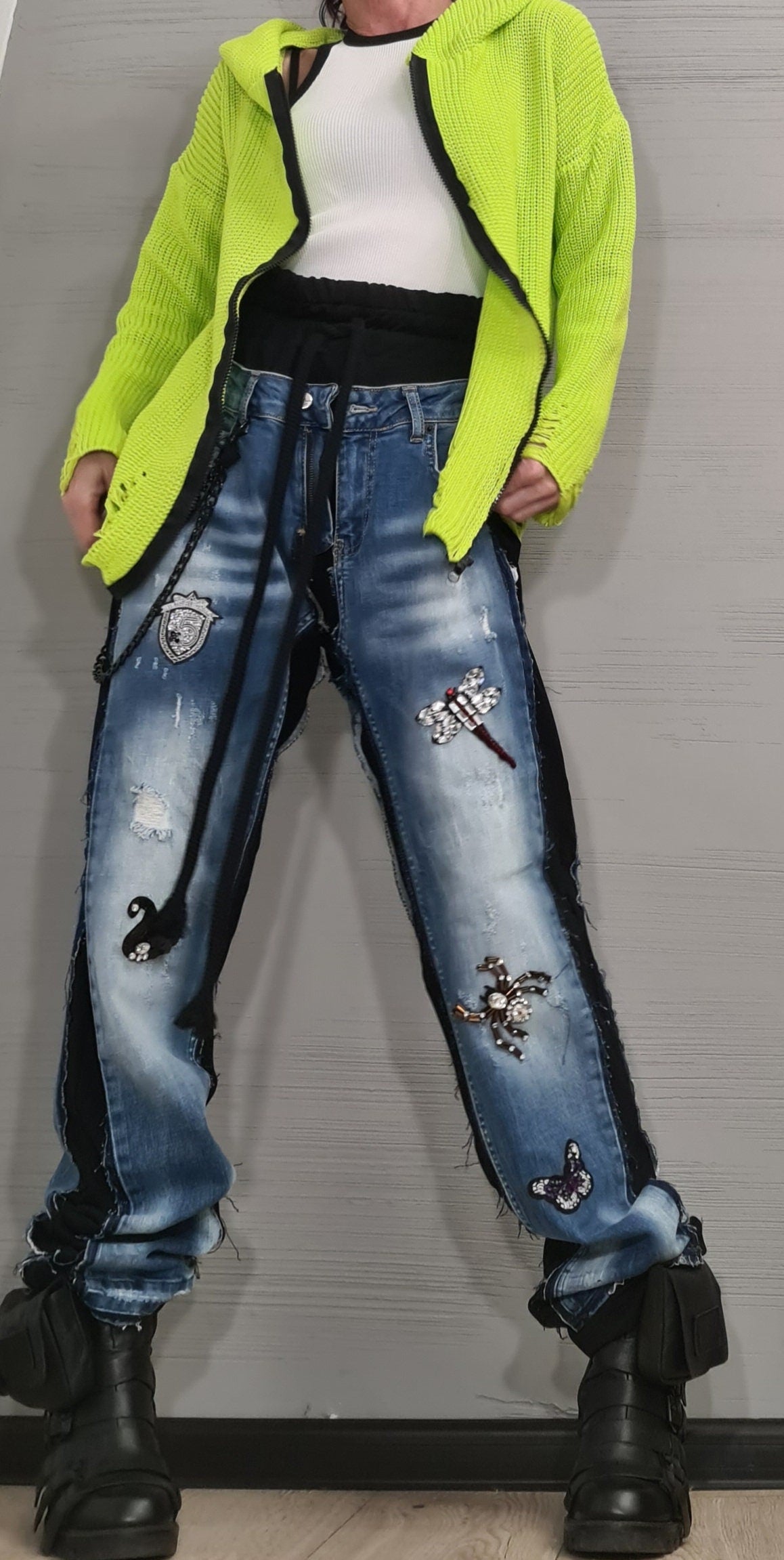 New collection Extravagant Hooded Vest, Lime Women Cardigan, Gothic Cardigan, Plus Size Clothing, Knitted vest