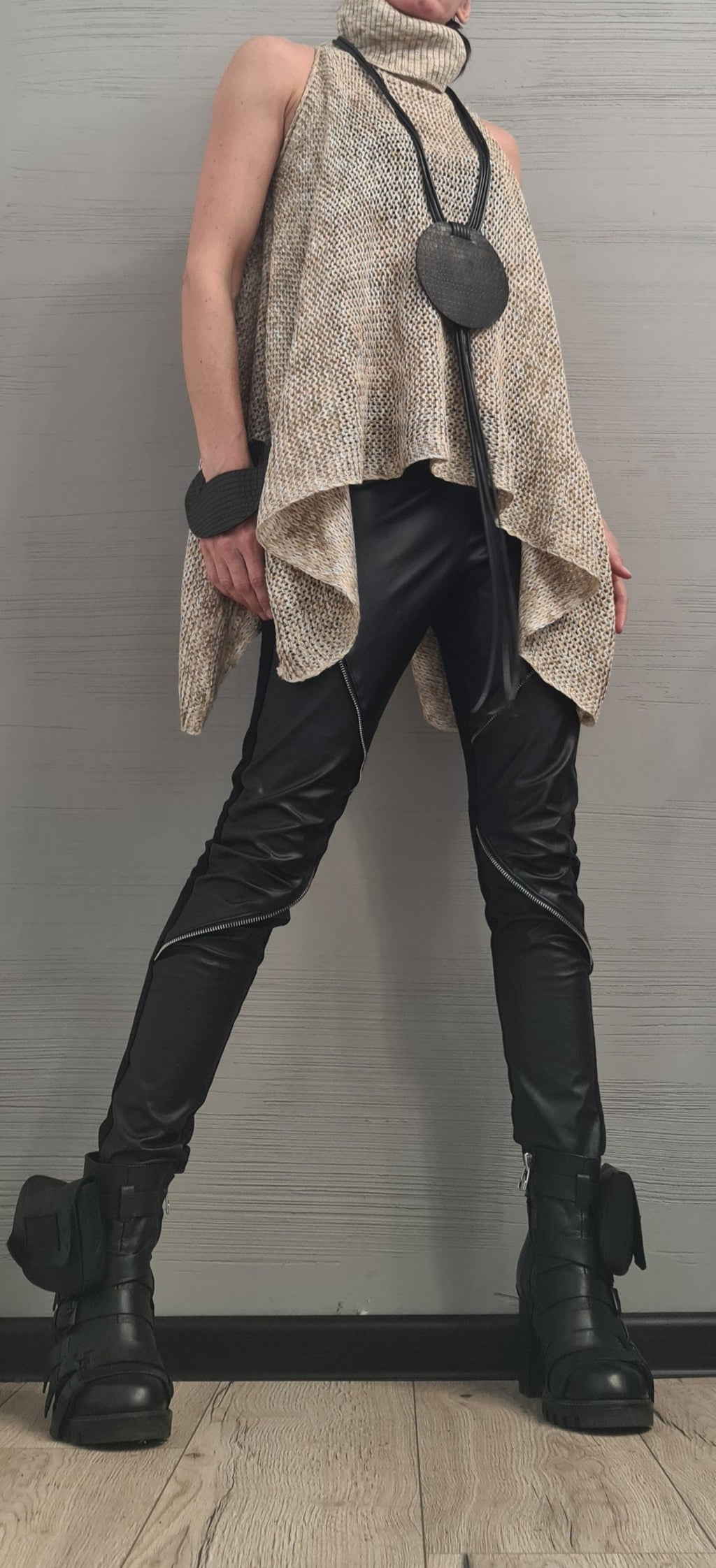 NEW Collection Knitted Sexy Turtle Neck Top Blouse, Extravagant Top, Avant Garde Blouse, Sexy Top, Open shoulders