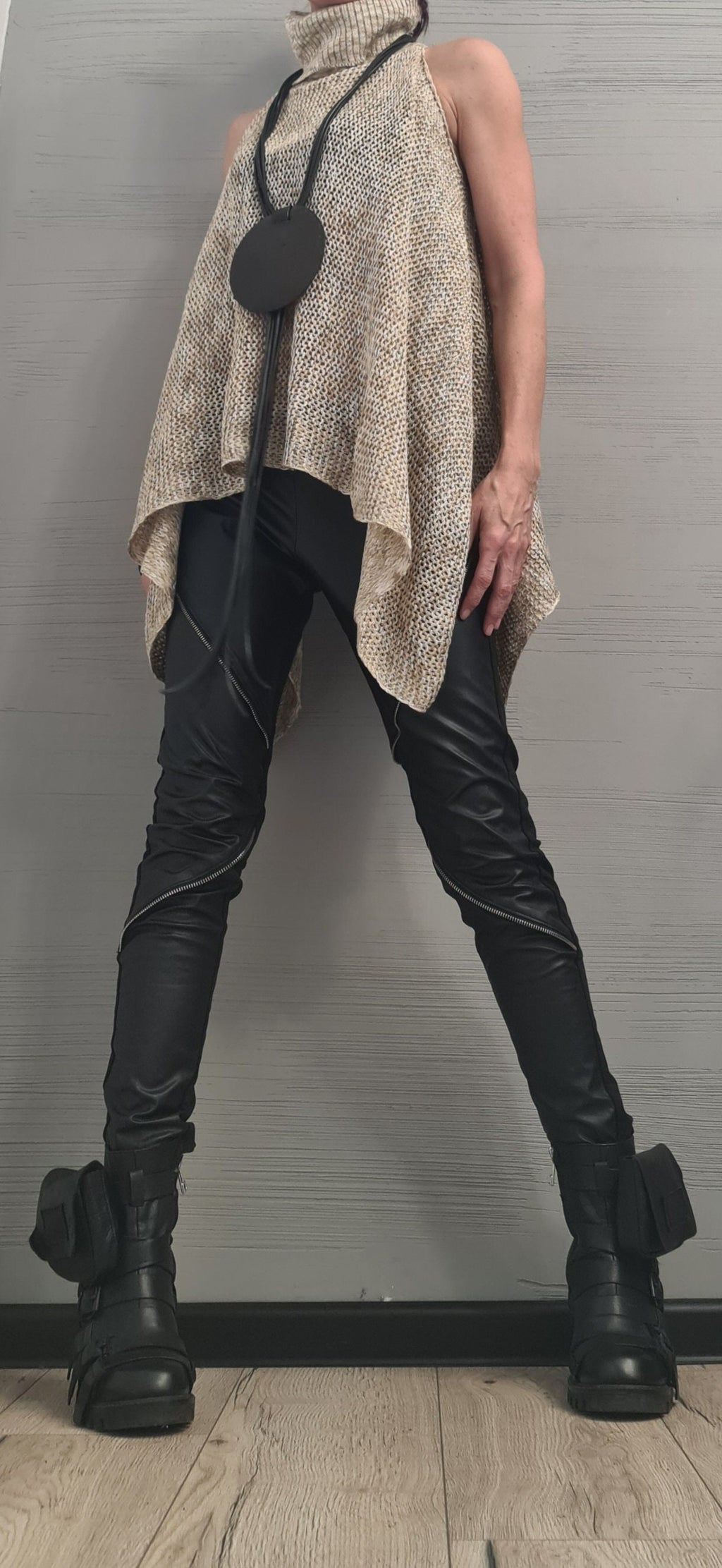 NEW Collection Knitted Sexy Turtle Neck Top Blouse, Extravagant Top, Avant Garde Blouse, Sexy Top, Open shoulders