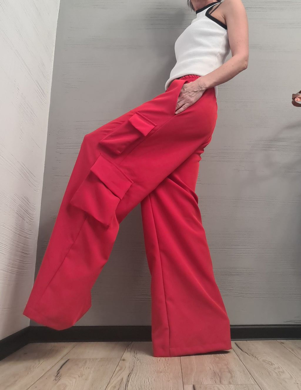 New collection Red Avant Garde Loose Pants, Harem Pants Women, Extravagant  Pants, Casual Pants, Sexy Pants, Loose Pants