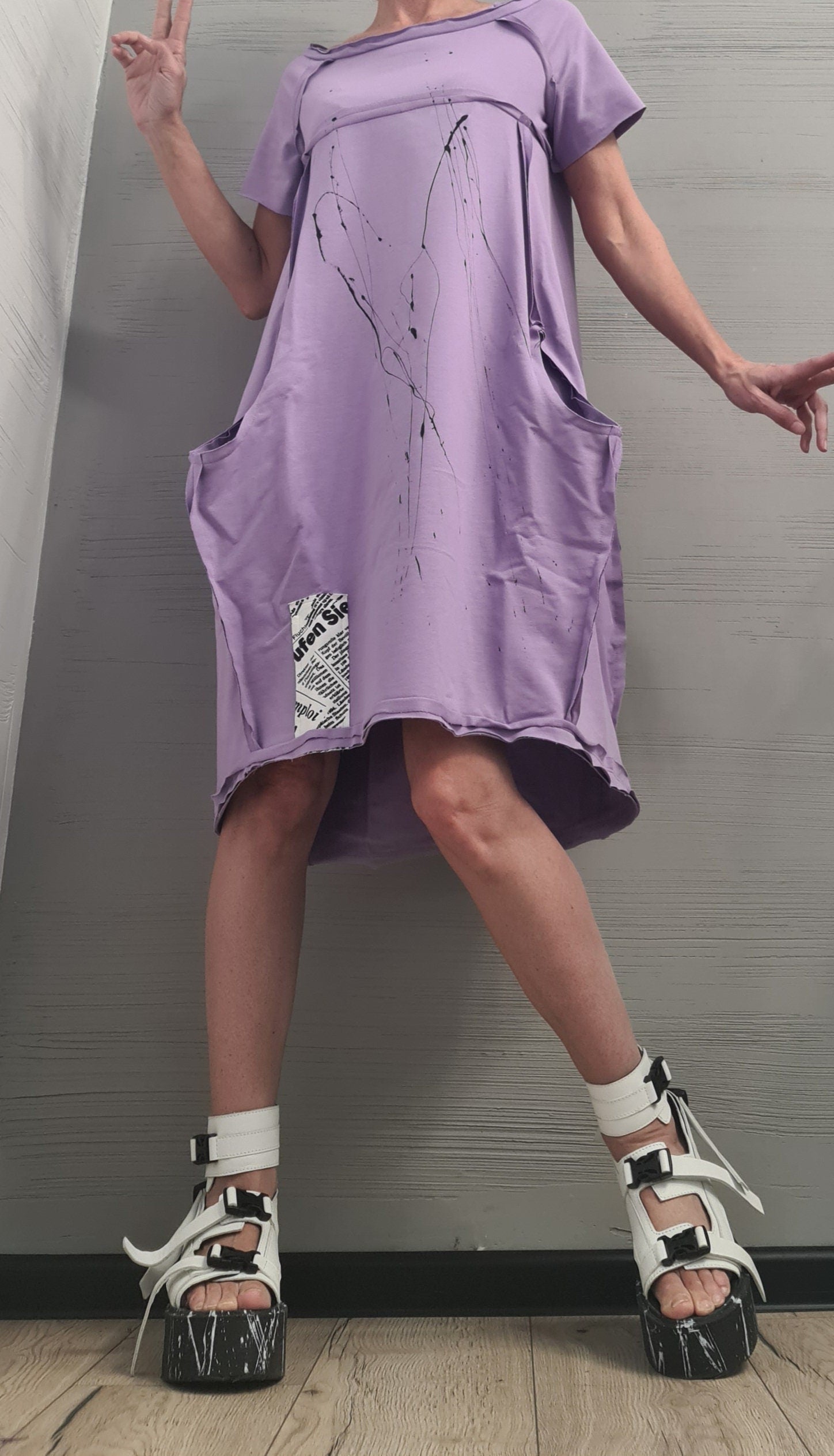 Lavender Extravagant  Dress, One Shoulder Dress