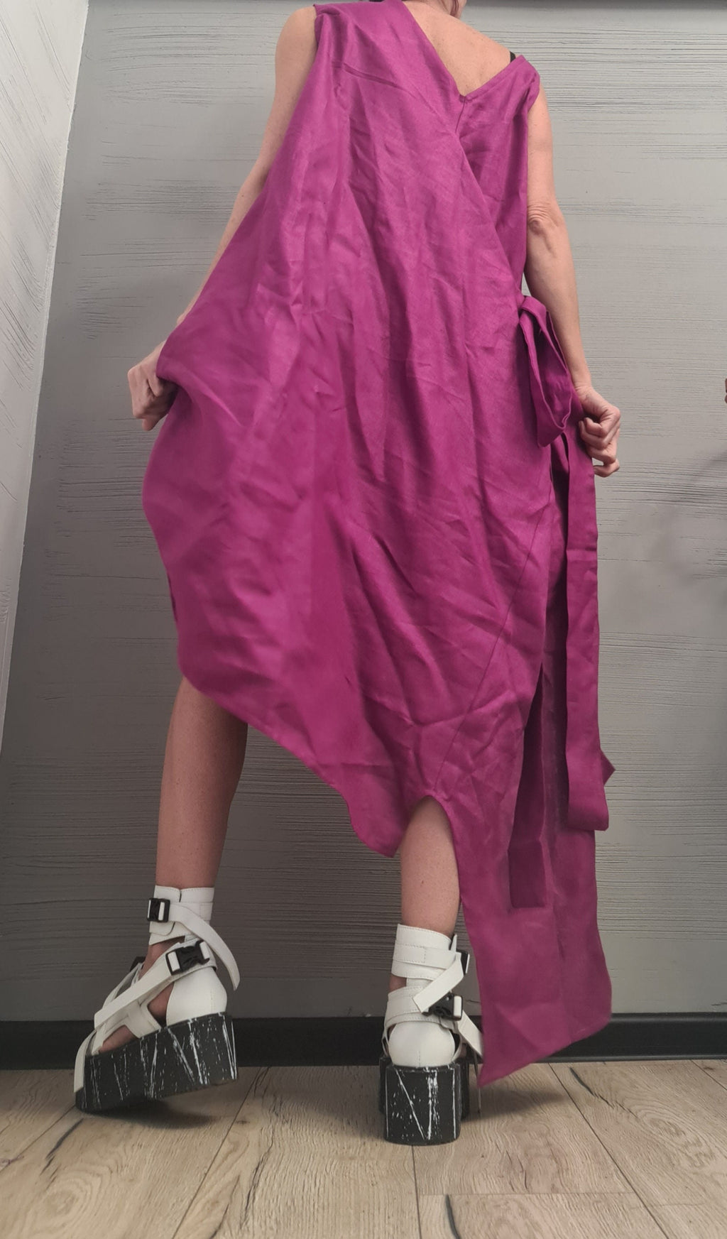 Linen Purple Grapes Dress, Asymmetric Dress, Plus Size Clothing, Oversize Dress, Sleeveless Dress, Minimalist Dress, Plus Size Dress