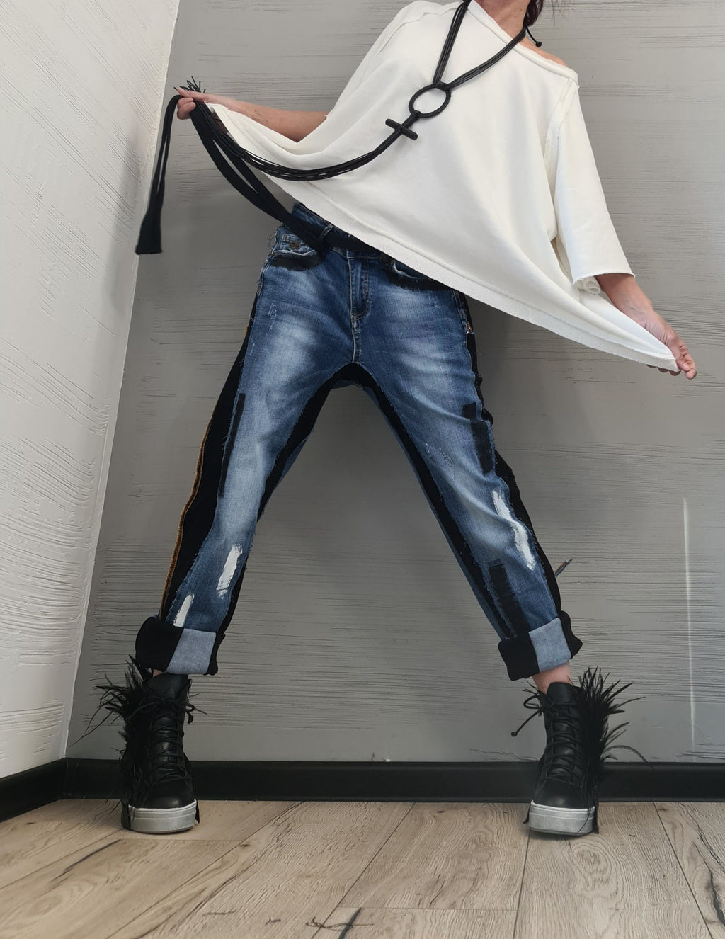 Extravagant Denim Pants, Casual Denim Harem Pants, Streetwear Pants, Unisex Denim, Women Denim Harem, Denim paint
