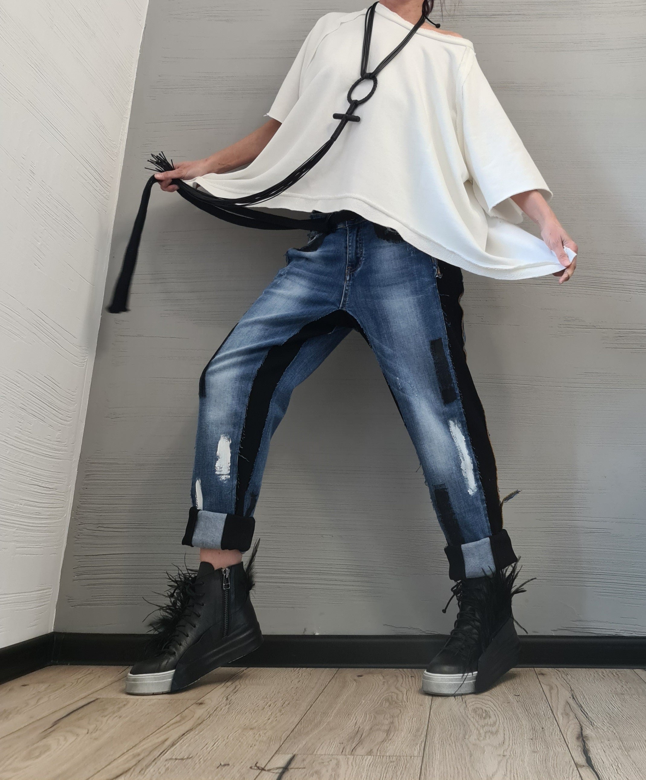Extravagant Denim Pants, Casual Denim Harem Pants, Streetwear Pants, Unisex Denim, Women Denim Harem, Denim paint