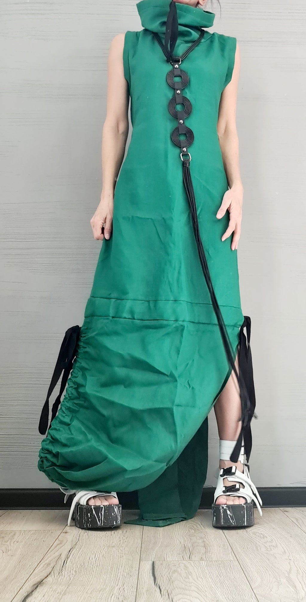 Extravagant Linen Long Dress, Open Back, Fit Dress, Asymmetric Dress, Gothic Dress, Sleeveless Dress, Cocktail Dress