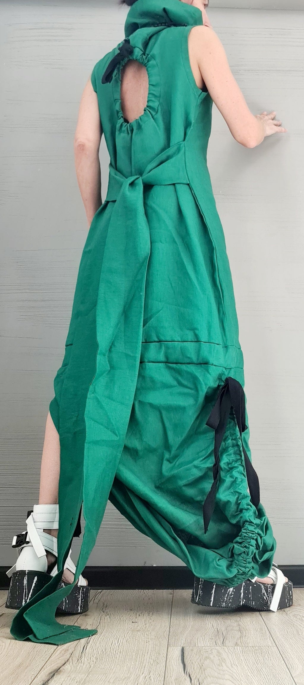 Extravagant Linen Long Dress, Open Back, Fit Dress, Asymmetric Dress, Gothic Dress, Sleeveless Dress, Cocktail Dress