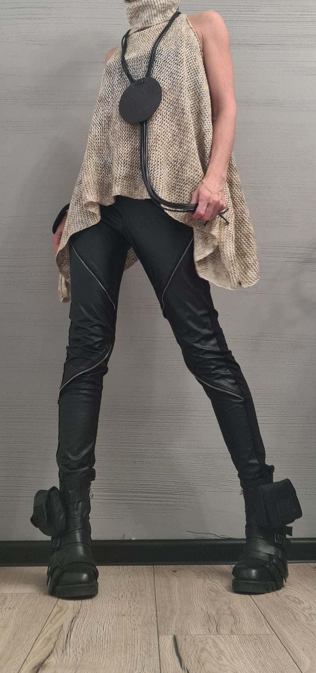 NEW Collection Knitted Sexy Turtle Neck Top Blouse, Extravagant Top, Avant Garde Blouse, Sexy Top, Open shoulders