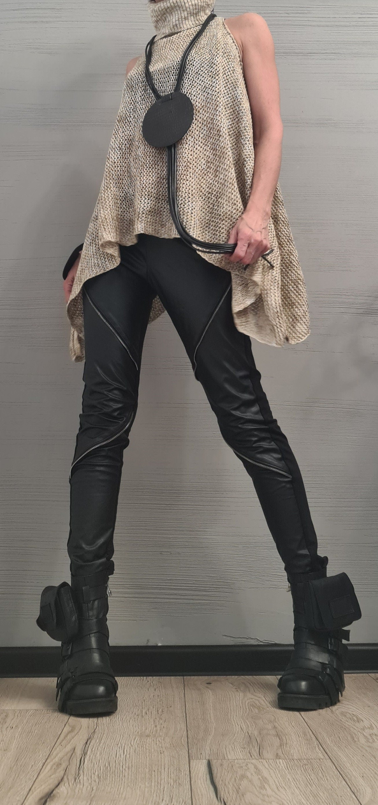 NEW Collection Knitted Sexy Turtle Neck Top Blouse, Extravagant Top, Avant Garde Blouse, Sexy Top, Open shoulders