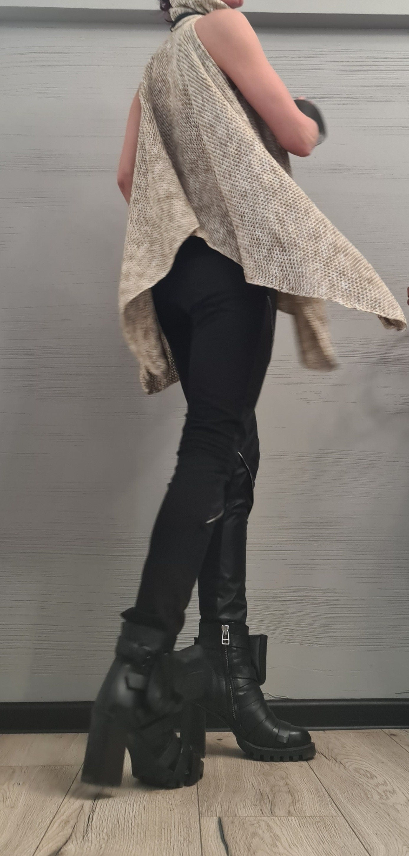 NEW Collection Knitted Sexy Turtle Neck Top Blouse, Extravagant Top, Avant Garde Blouse, Sexy Top, Open shoulders