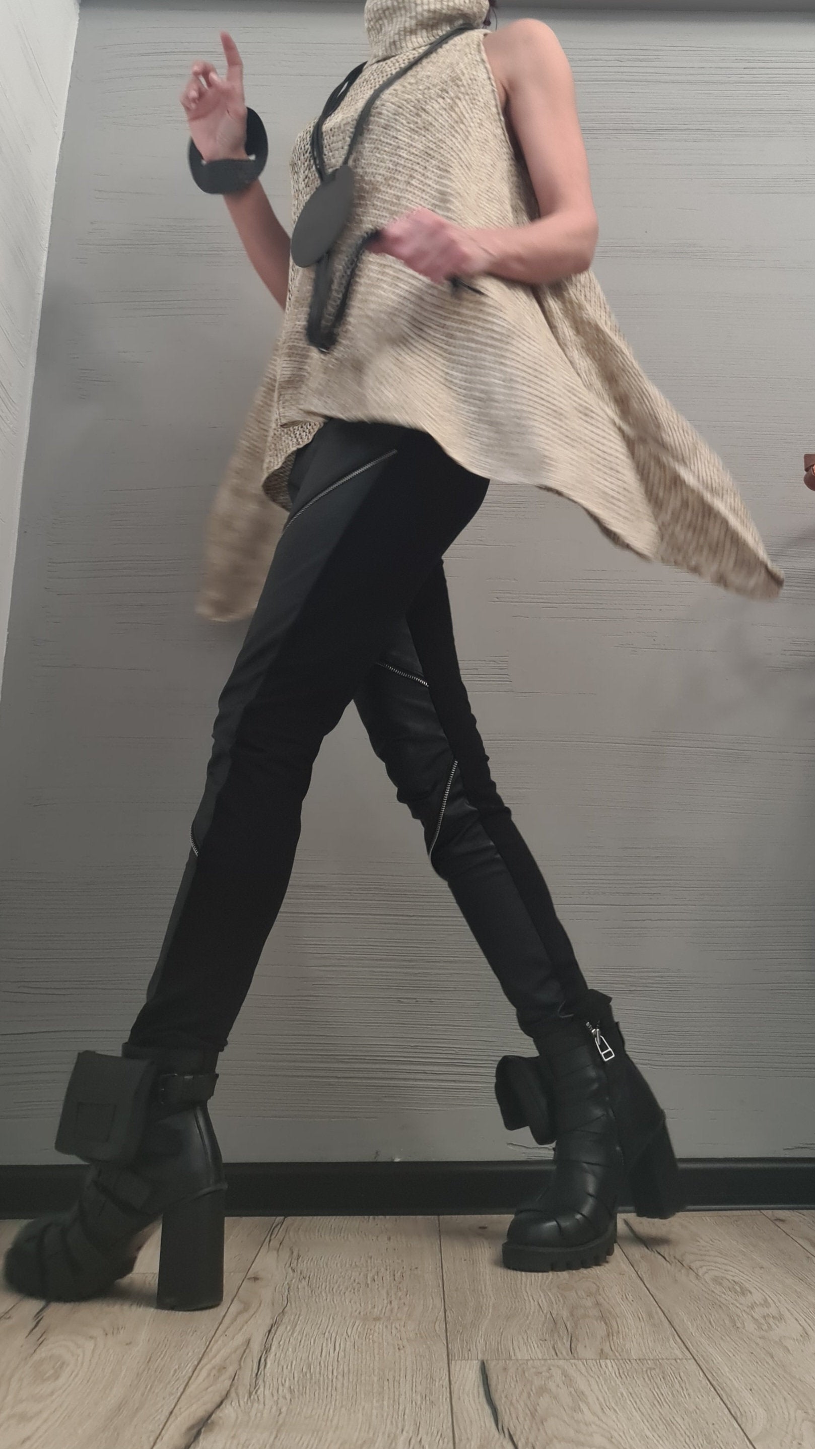 NEW Collection Knitted Sexy Turtle Neck Top Blouse, Extravagant Top, Avant Garde Blouse, Sexy Top, Open shoulders