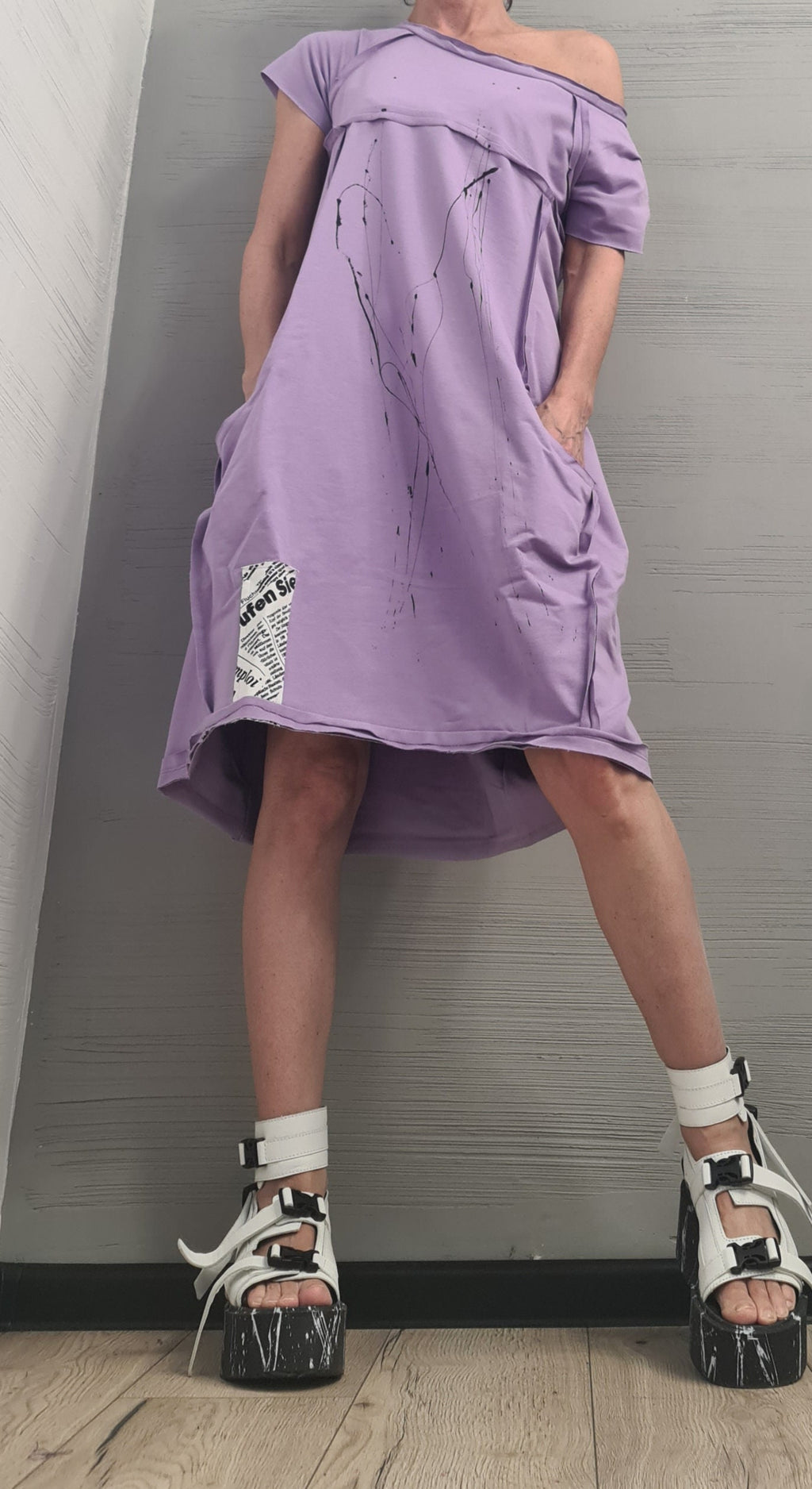 Lavender Extravagant  Dress, One Shoulder Dress