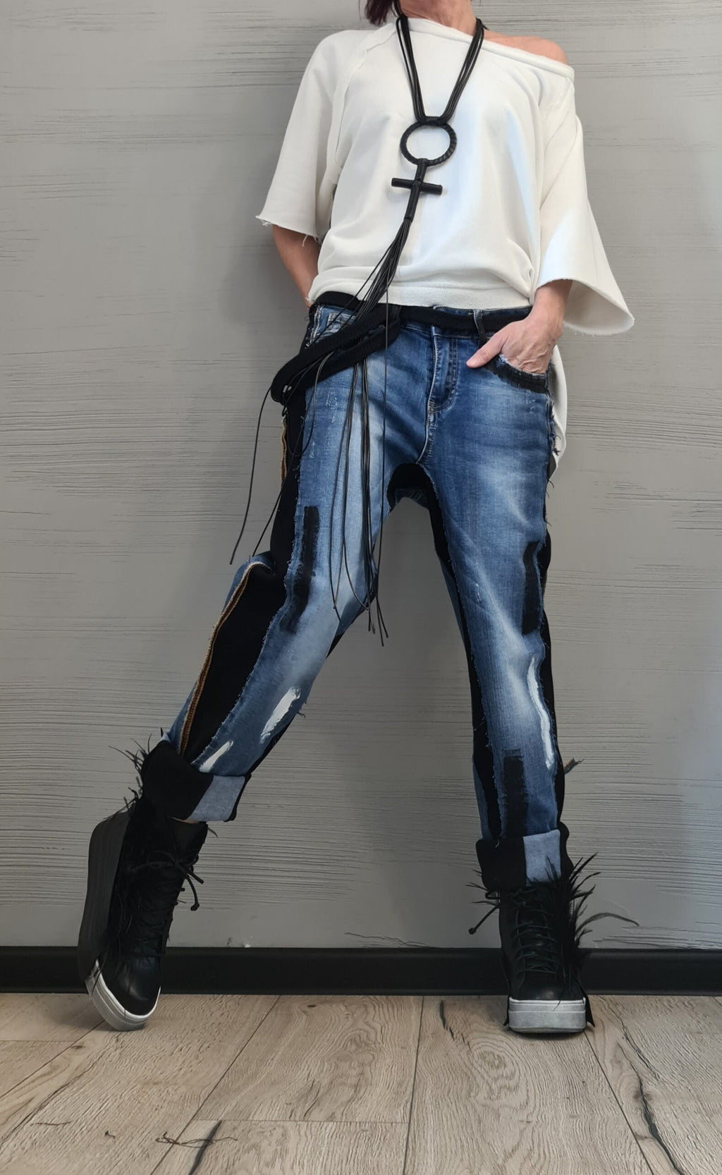 Extravagant Denim Pants, Casual Denim Harem Pants, Streetwear Pants, Unisex Denim, Women Denim Harem, Denim paint