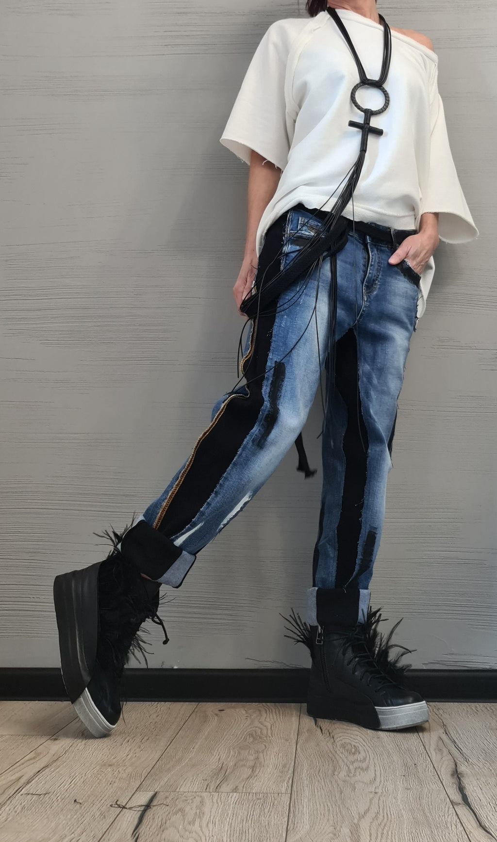 Extravagant Denim Pants, Casual Denim Harem Pants, Streetwear Pants, Unisex Denim, Women Denim Harem, Denim paint