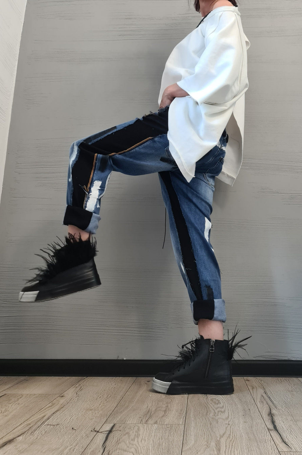 Extravagant Denim Pants, Casual Denim Harem Pants, Streetwear Pants, Unisex Denim, Women Denim Harem, Denim paint
