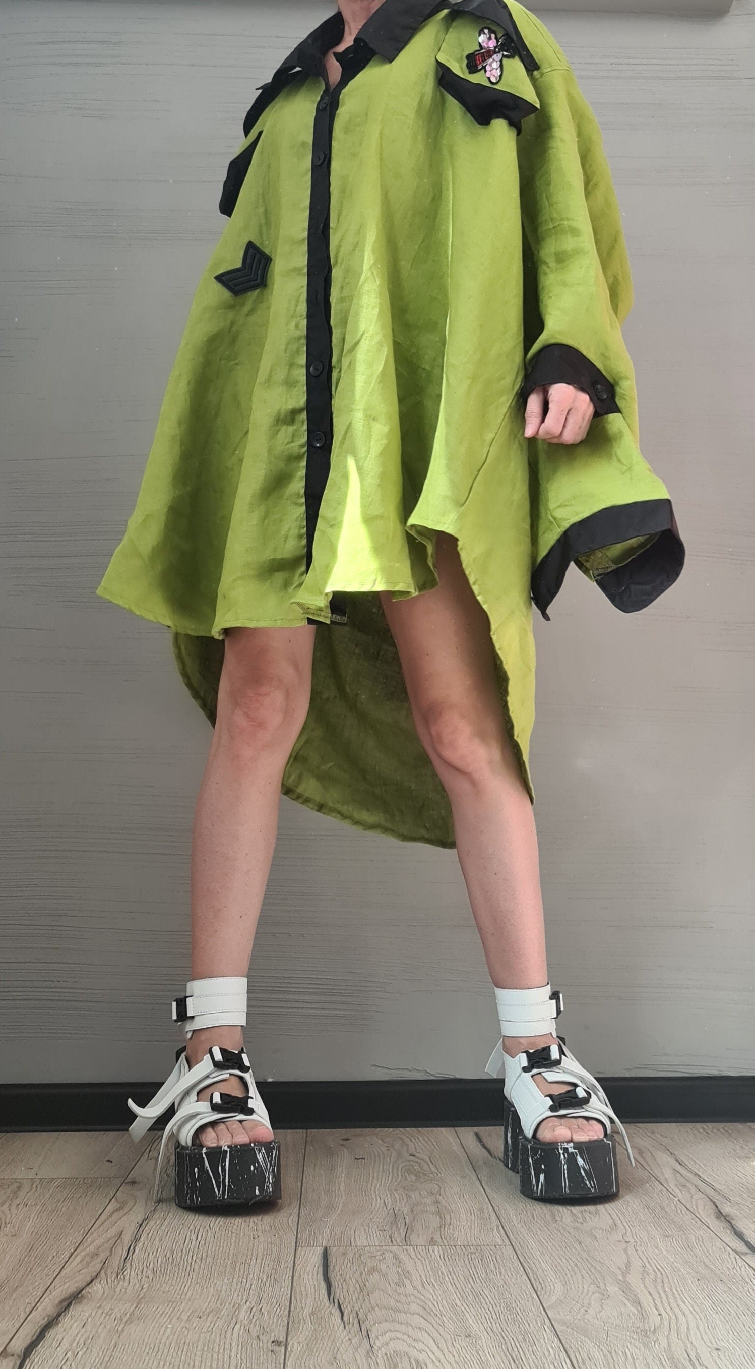 Deconstructed Linen Shirt, Asymmetric Tunic Shirt, Long Short Shirt, Avant Garde Tunic, Loose Tunic Shirt,Extravagant Shirt, Open Back Shirt