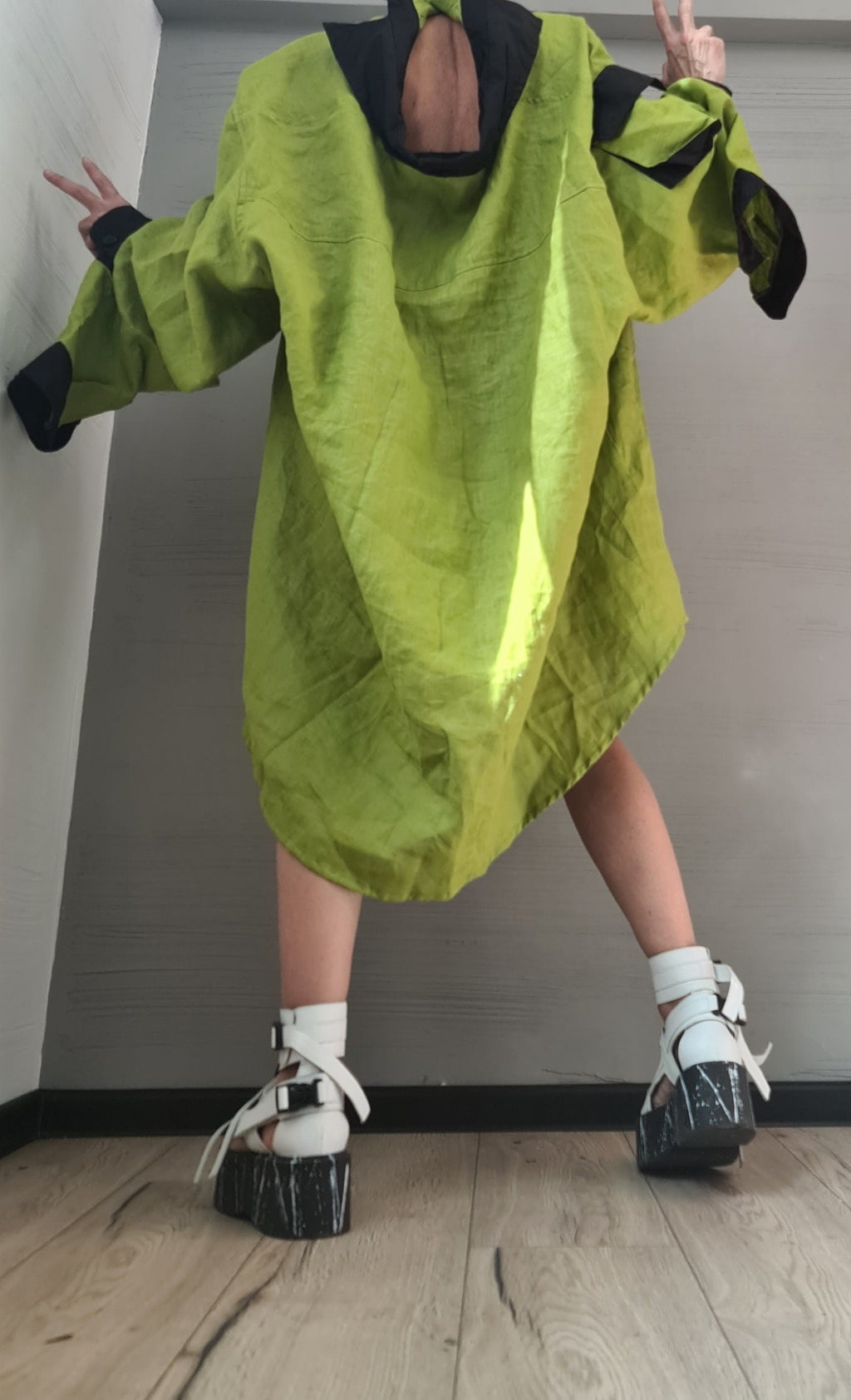 Deconstructed Linen Shirt, Asymmetric Tunic Shirt, Long Short Shirt, Avant Garde Tunic, Loose Tunic Shirt,Extravagant Shirt, Open Back Shirt